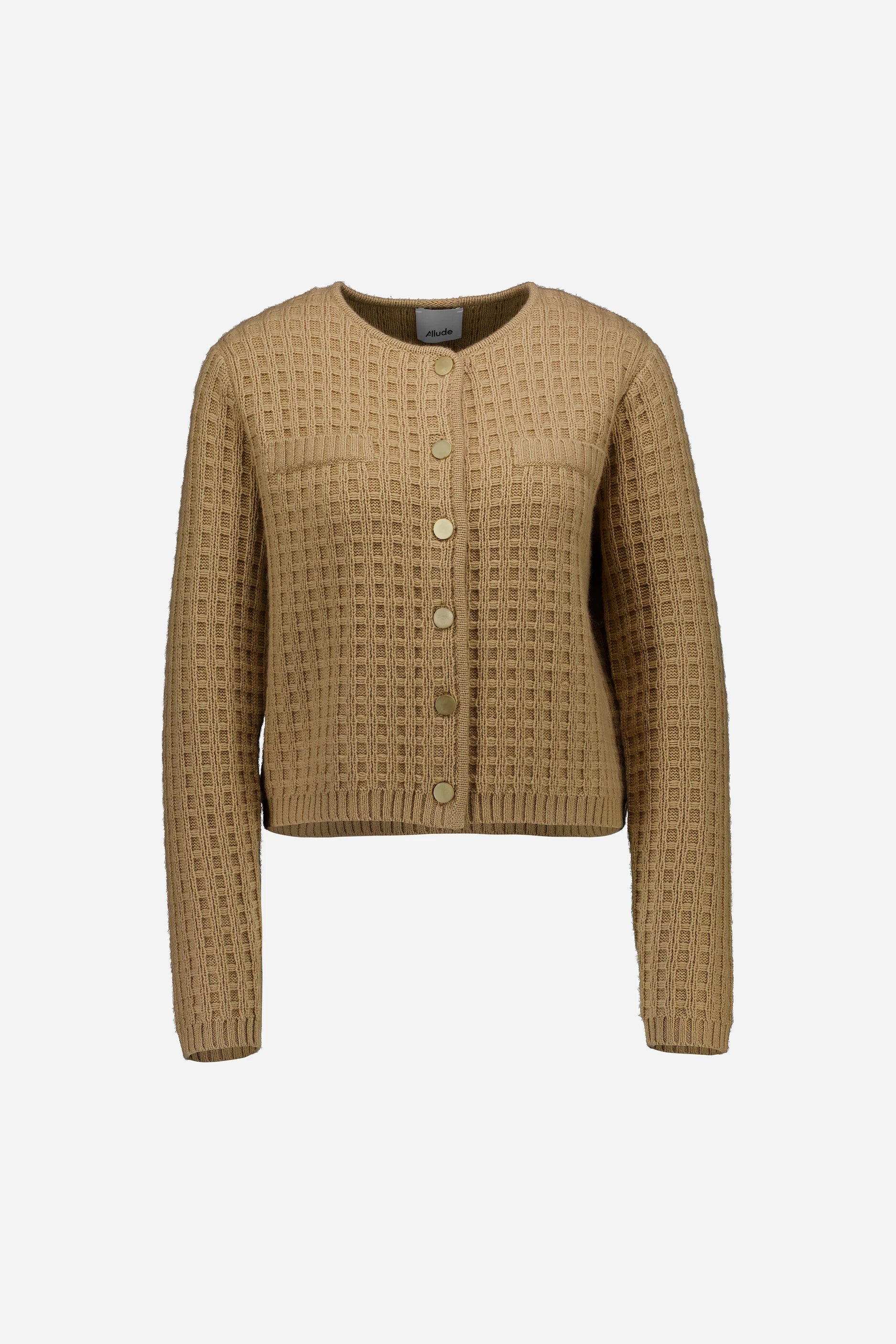265-17113-45-S_1 - Allude - 30% Cashmere 70% Wolle Active Beige Damen Fall/Winter 2026/2027 Langarm NEW Rundhals SAPG::265-17113 Strickjacke Wolle