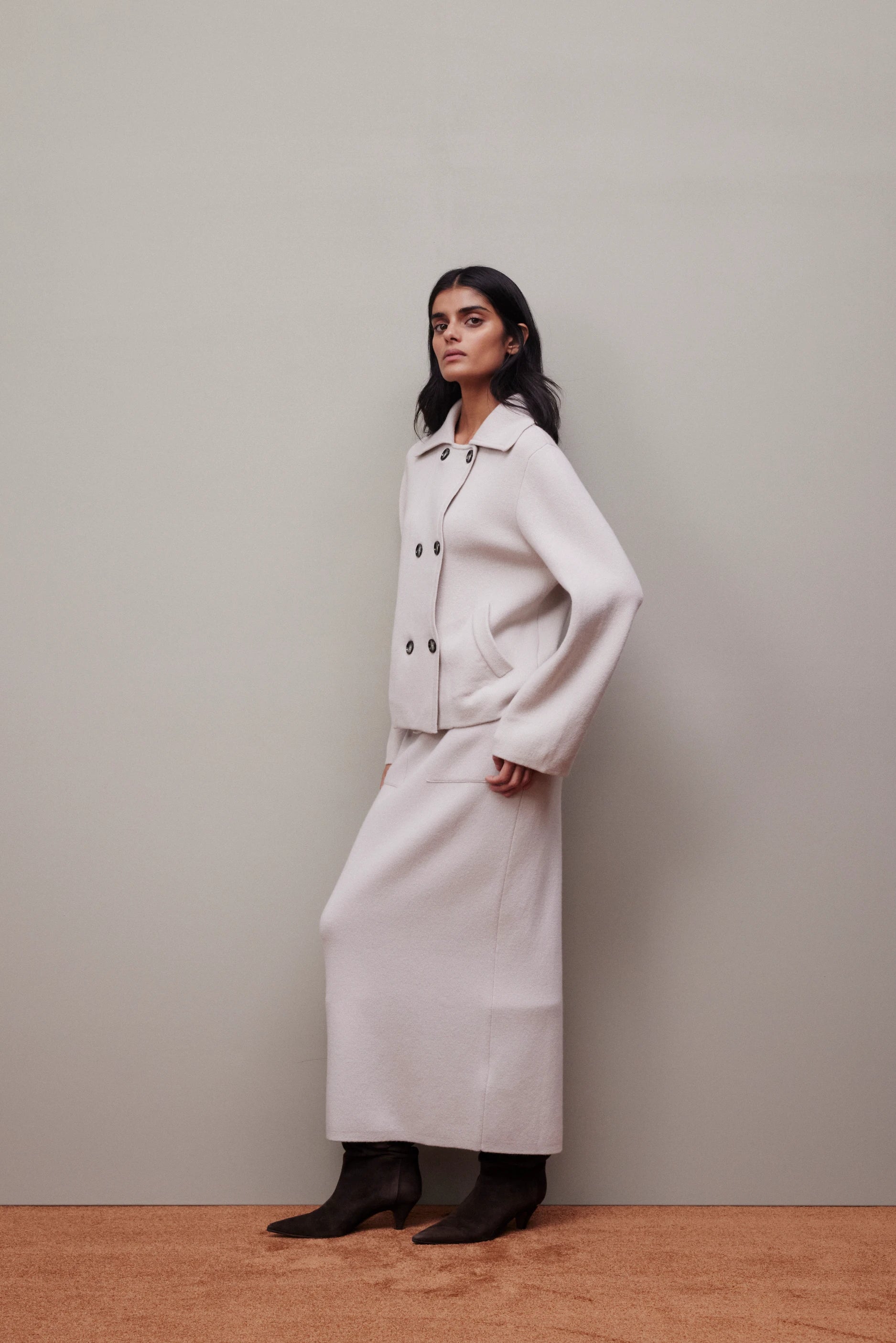 265-17601-43-S_8 - Allude - 30% Cashmere 70% Wolle Active Beige Damen Fall/Winter 2026/2027 Jacket Langarm NEW SAPG::265-17601 Wolle