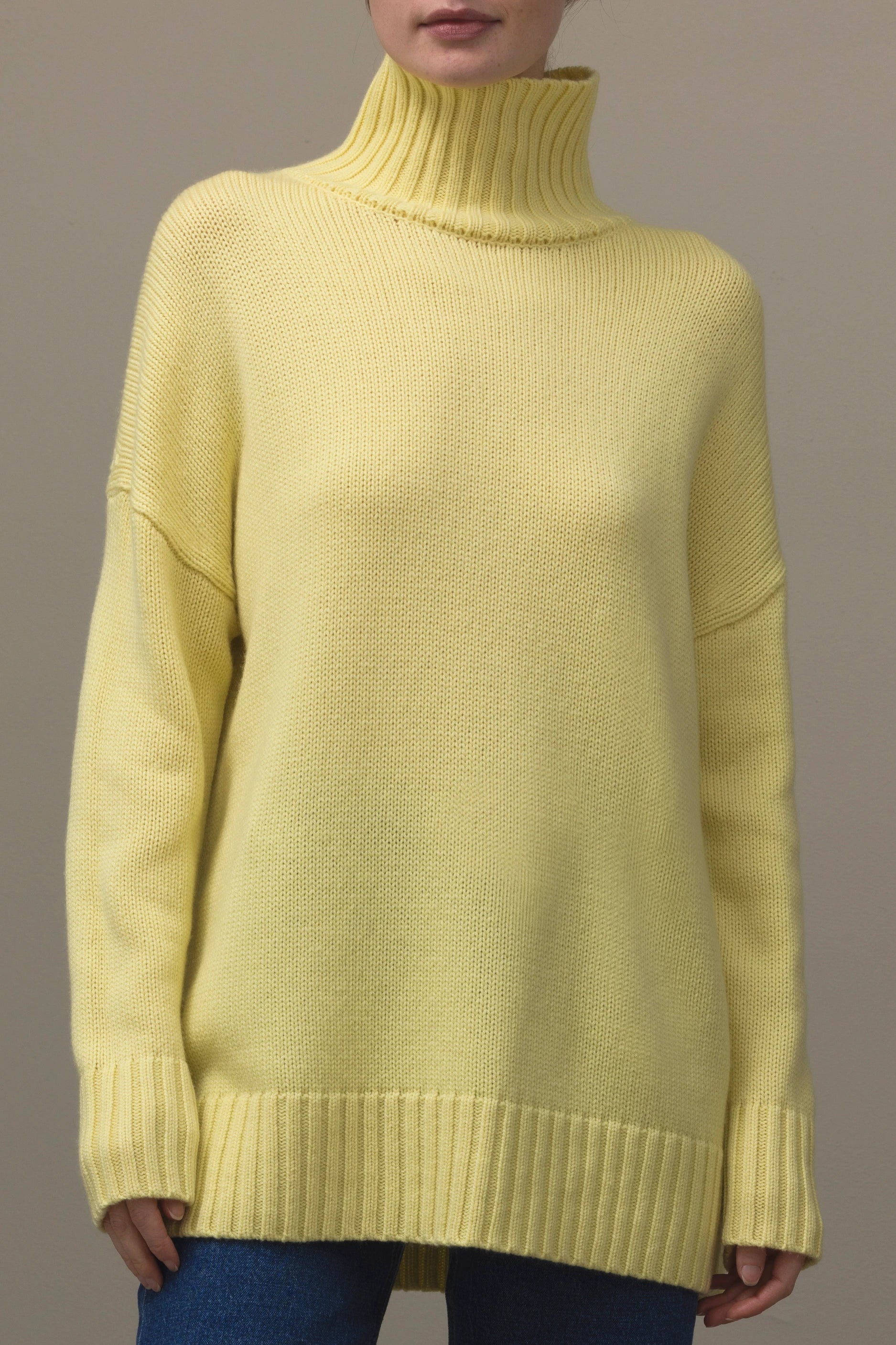 265-17633-20-S_2 - Allude - 30% Cashmere 70% Wolle Active Damen Fall/Winter 2026/2027 Gelb Langarm NEW Pullover SAPG::265-17633 Stehkragen Wolle