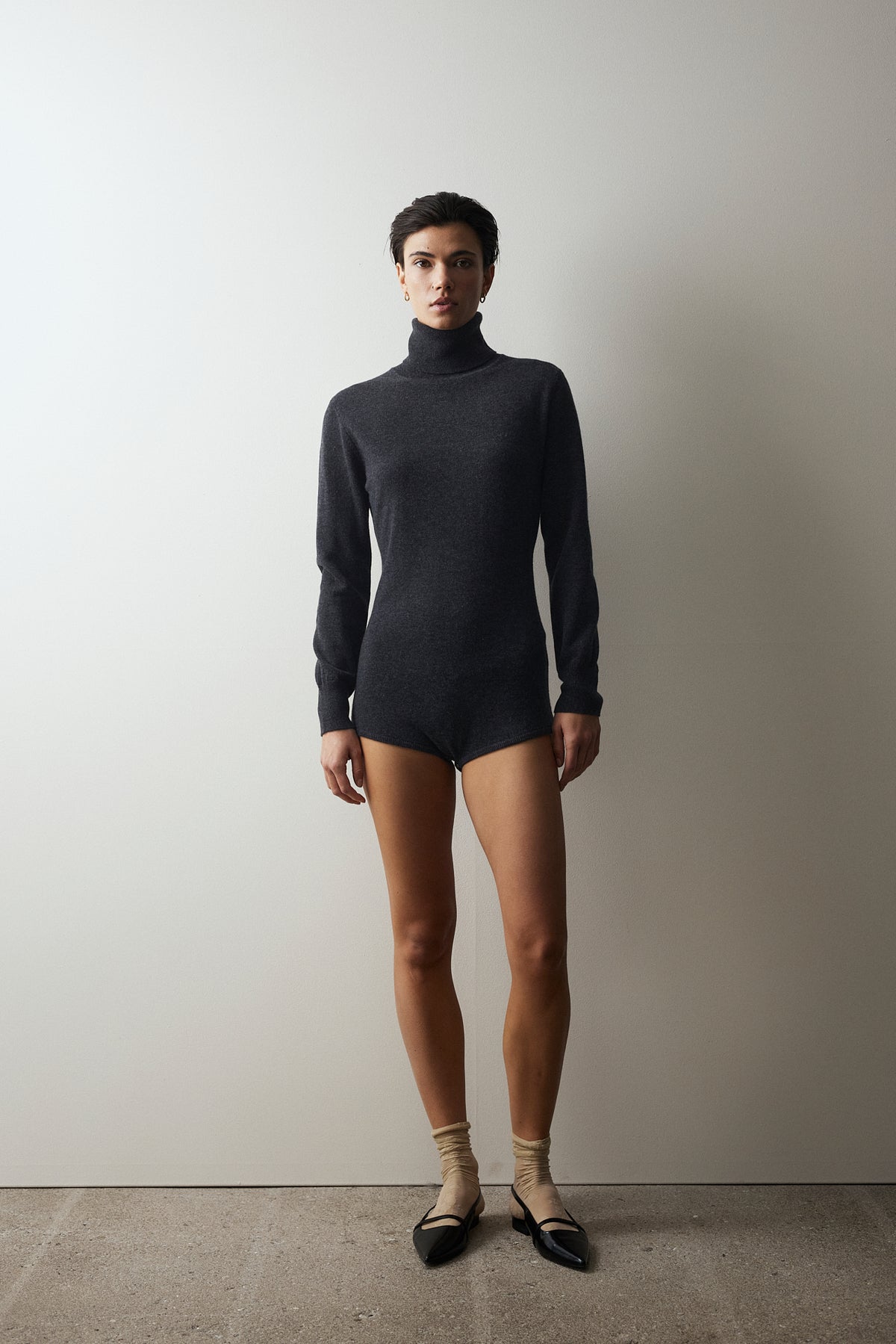Woll-Mischung Body in Grau