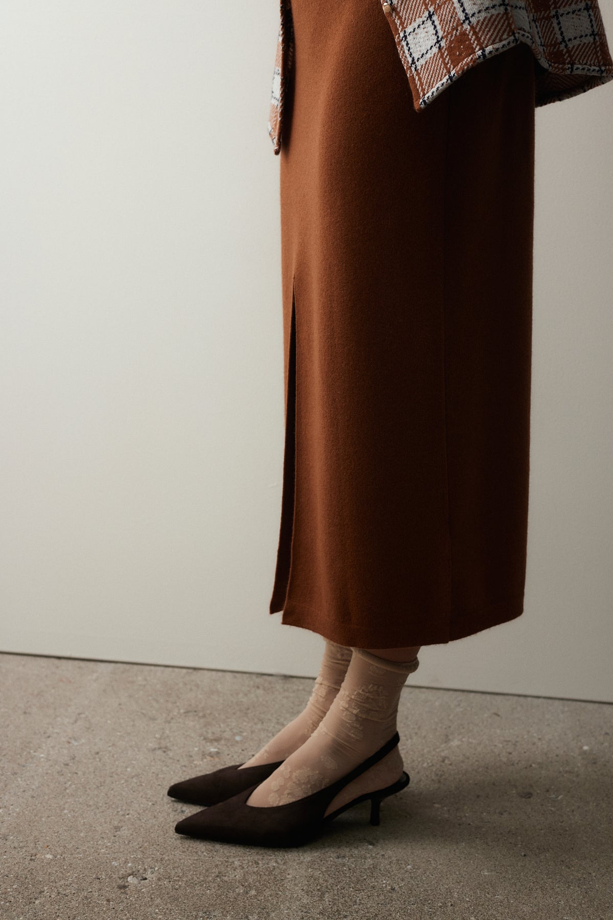 Woll-Mischung Kleid in Beige
