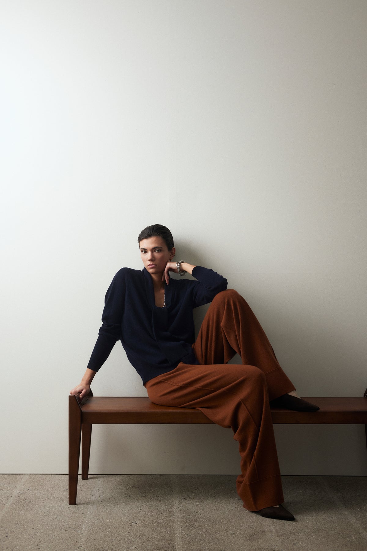 Woll-Mischung Pullover in Navy