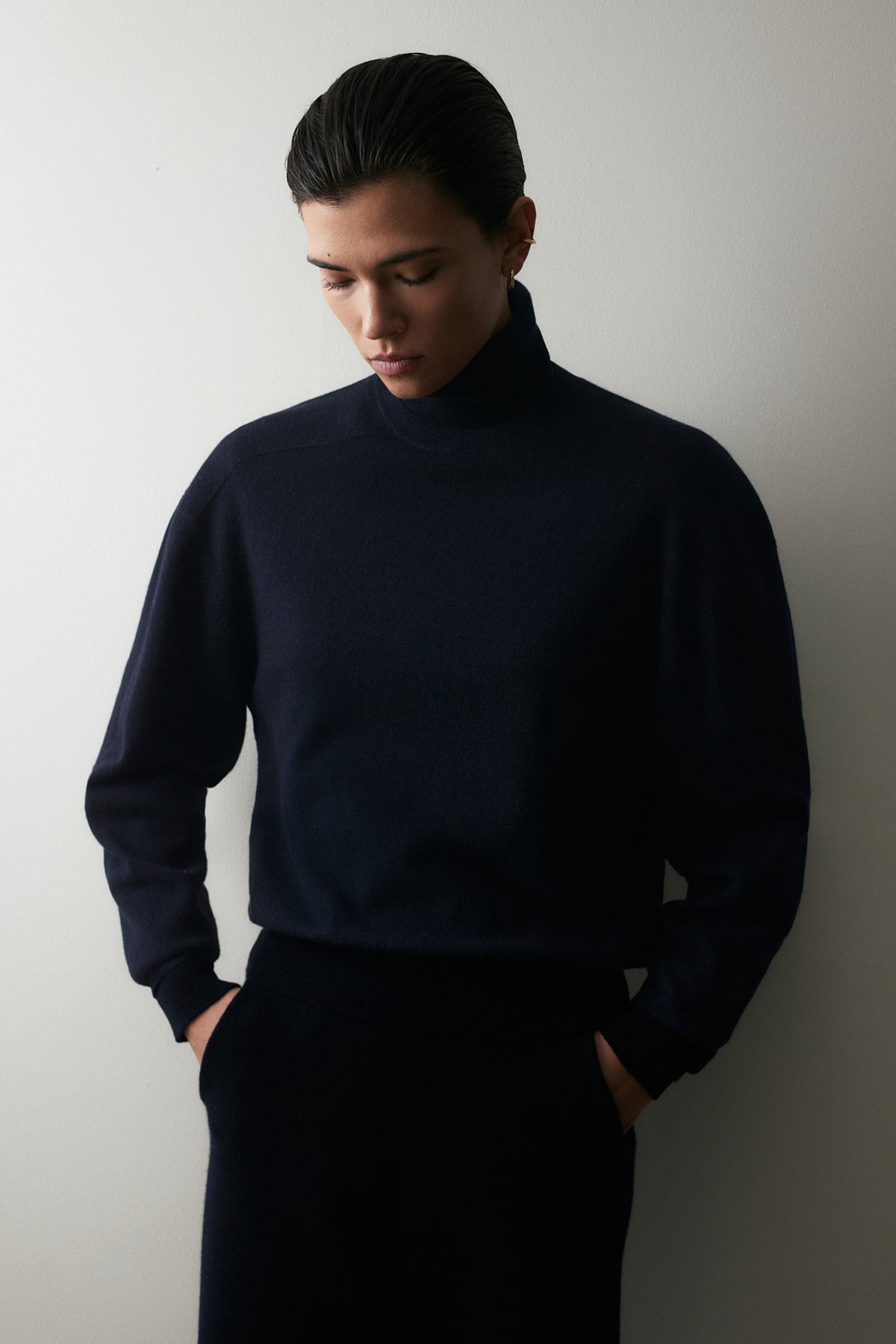 Woll-Mischung Pullover in Navy