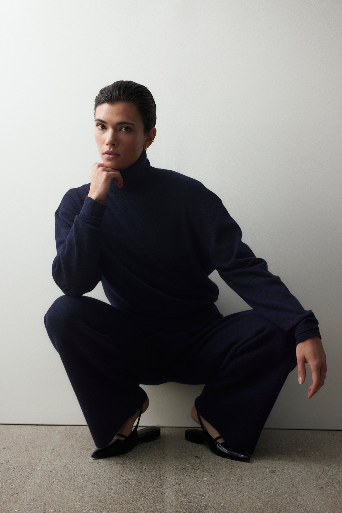 Woll-Mischung Pullover in Navy