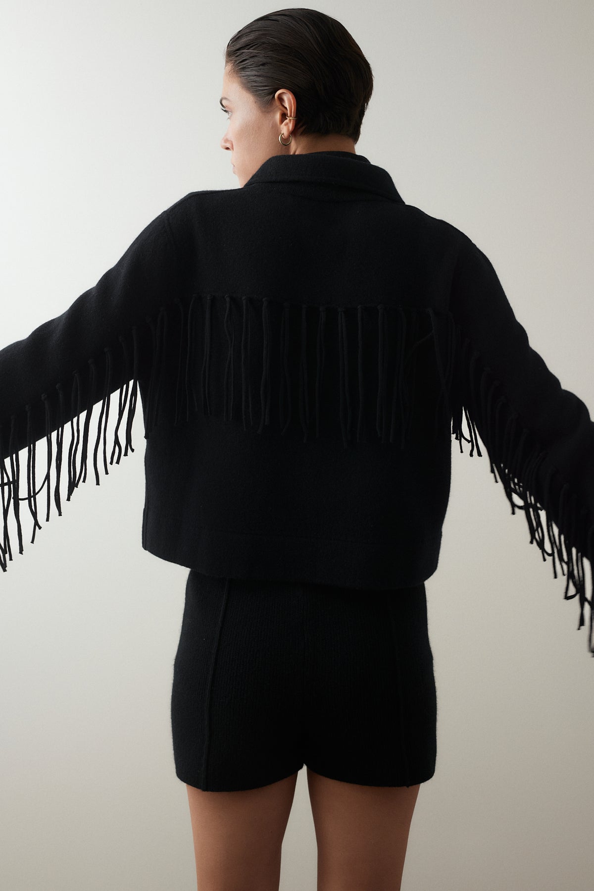 Woll-Mischung Jacket in Schwarz