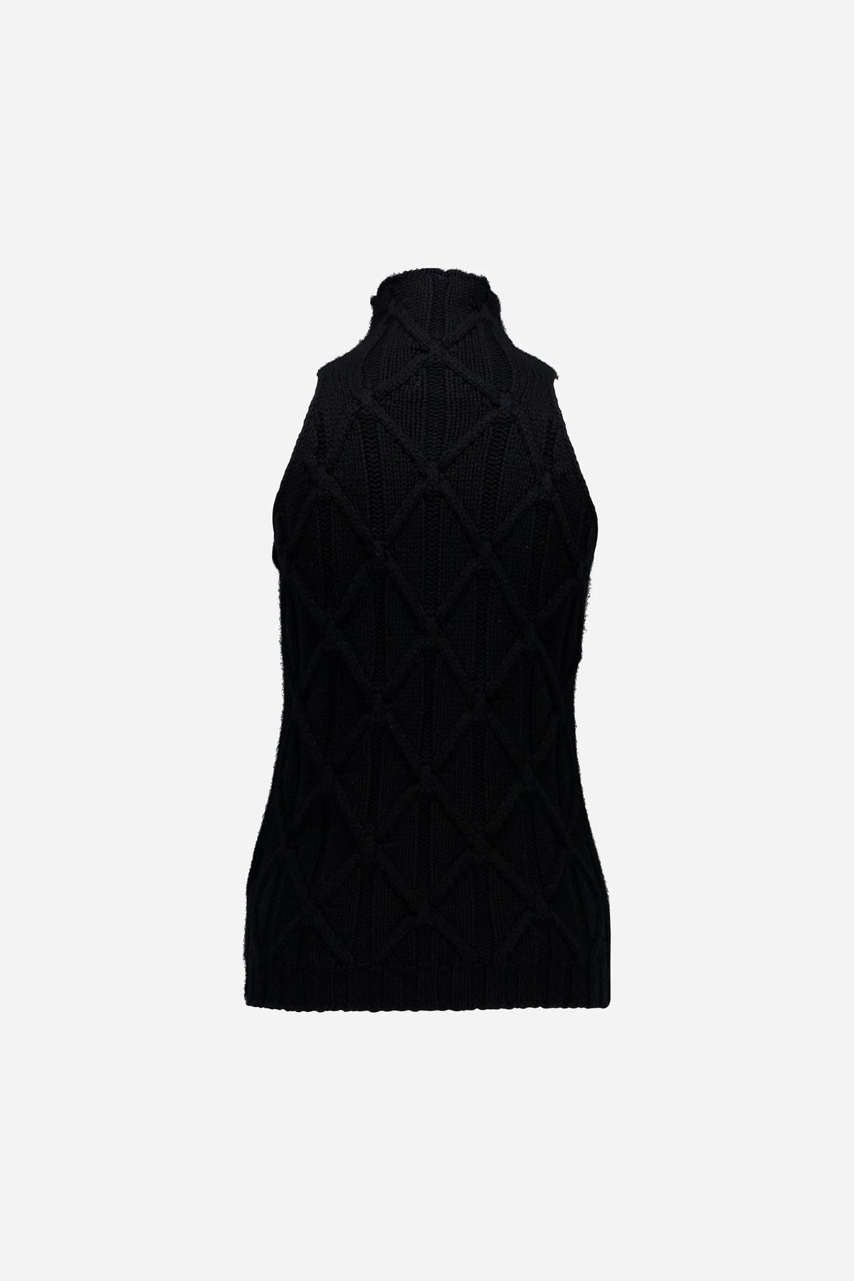 Woll-Mischung Top in Schwarz