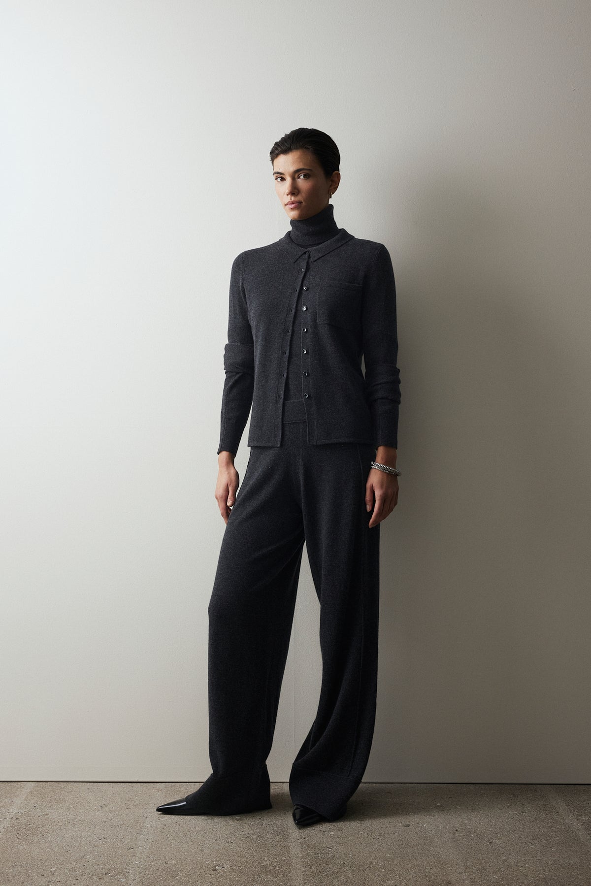 Woll-Mischung Body in Grau