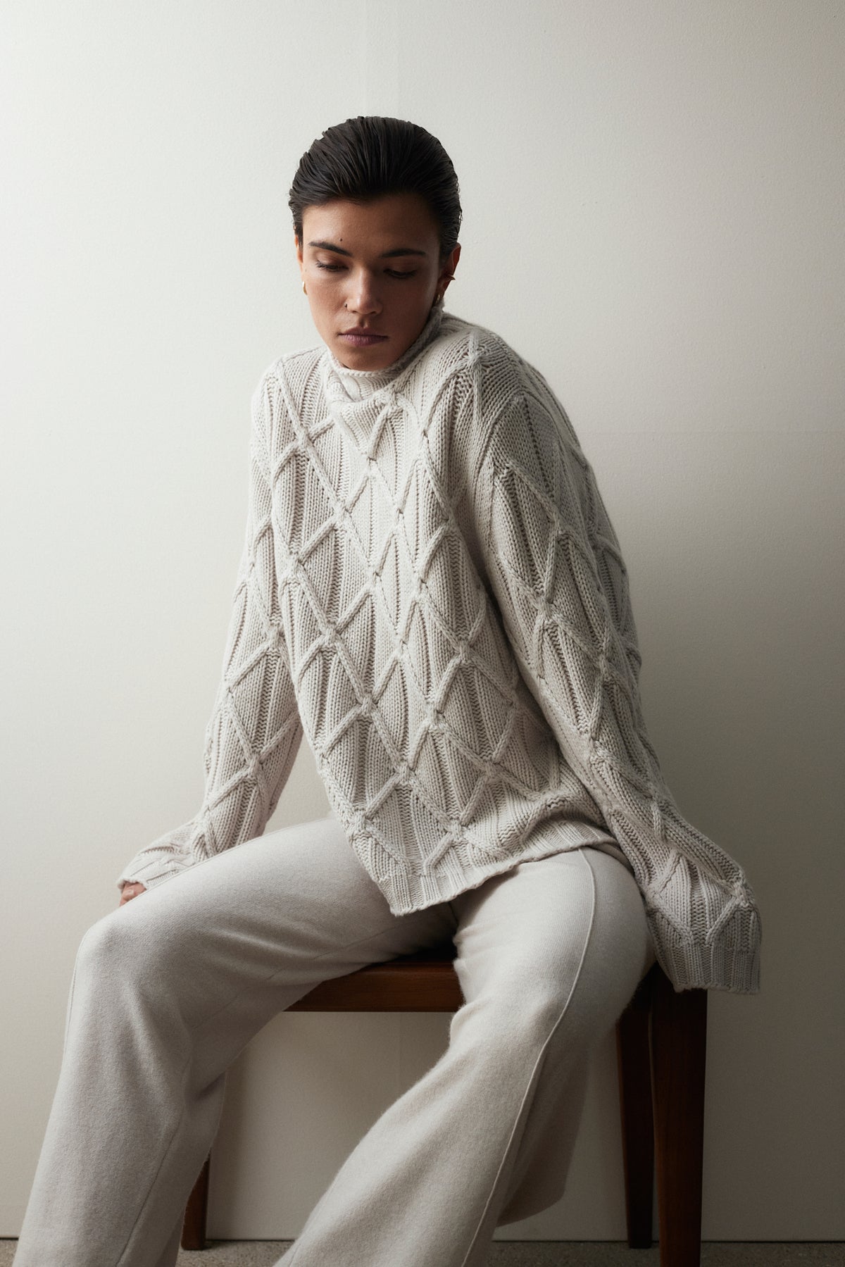Woll-Mischung Pullover in Beige