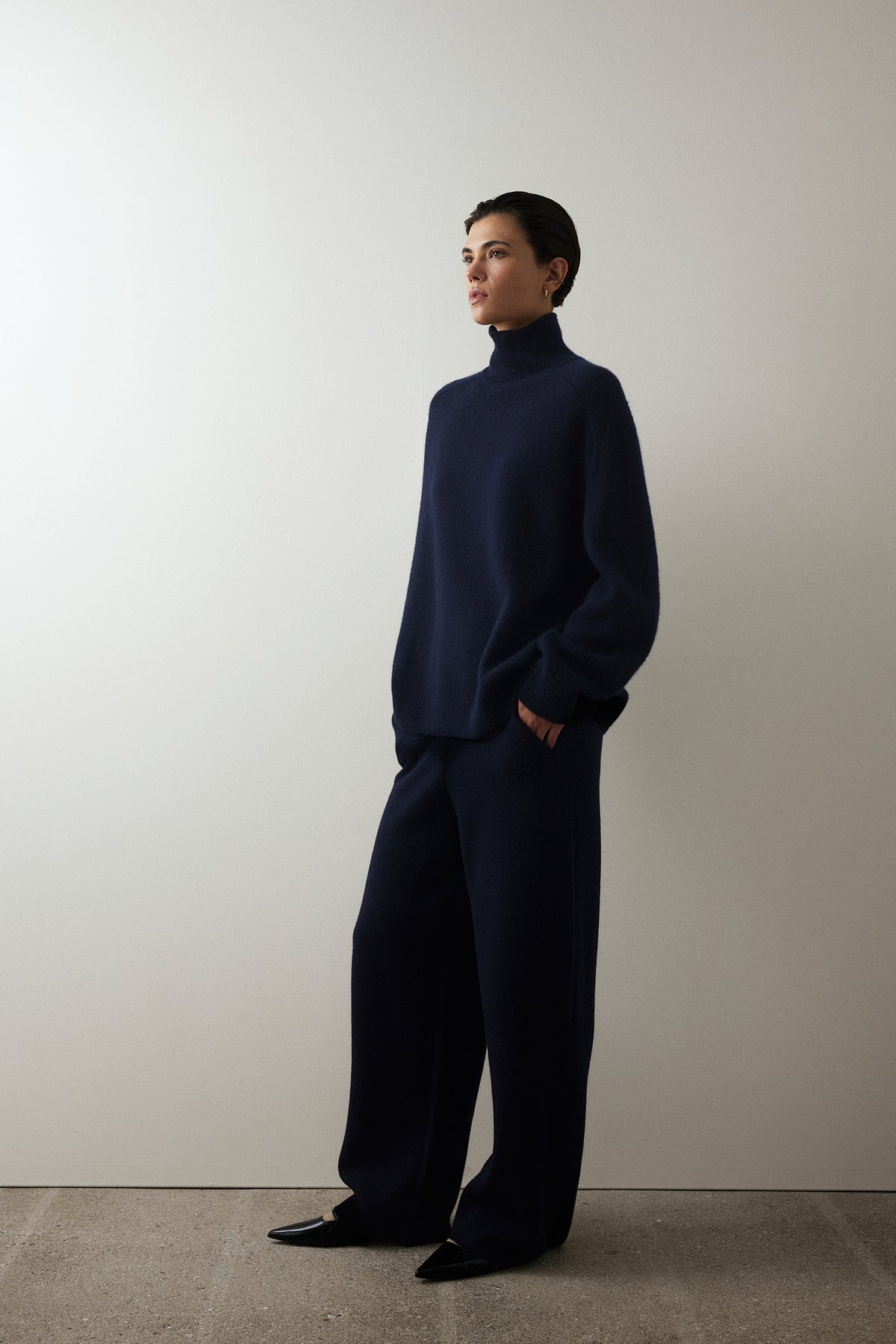 Woll-Mischung Hose in Navy