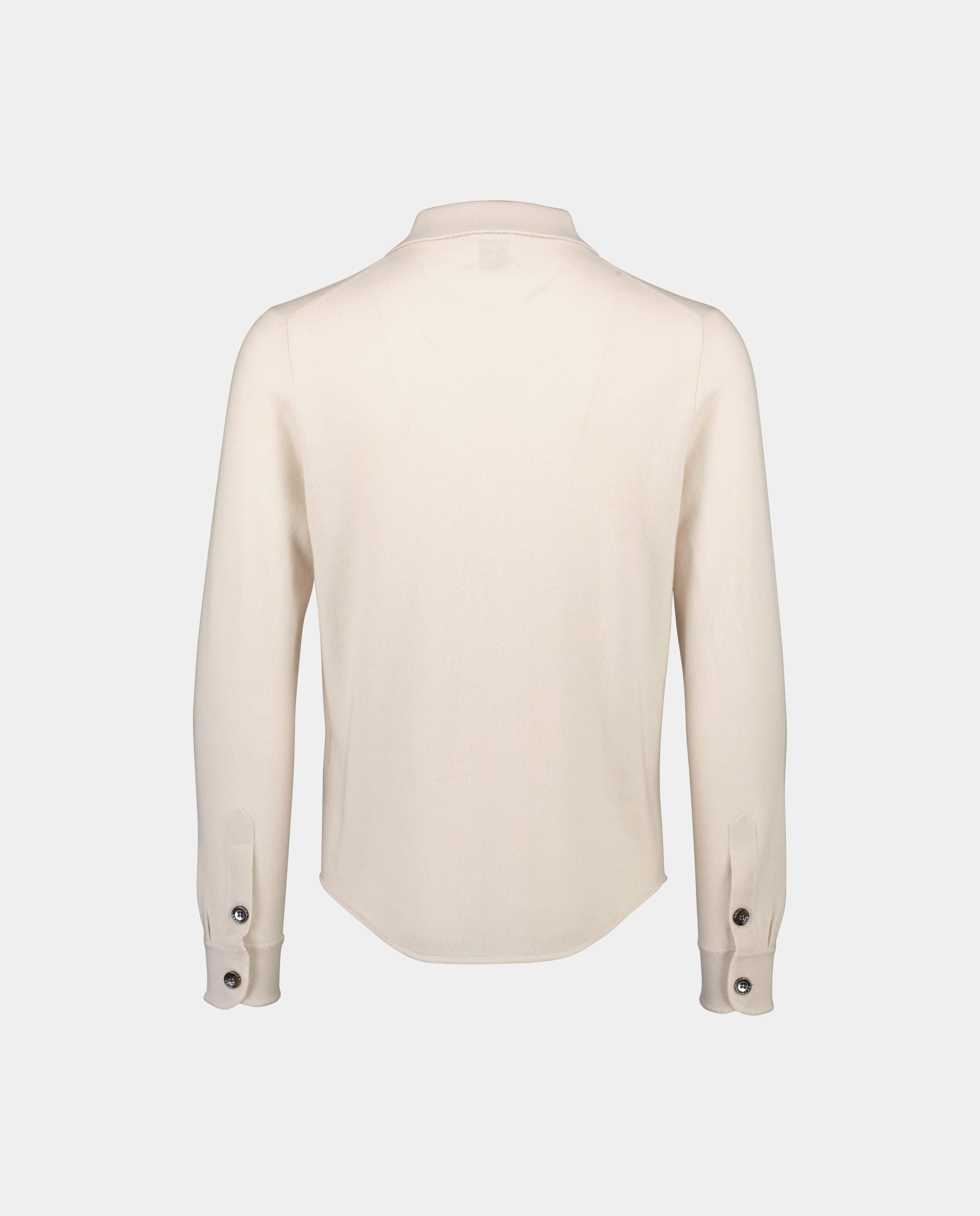 225-37012-41-2 - Allude - 30% Cashmere 70% Wolle 70% Wool 30% Cashmere Allude X Leo Mathilde Beige Feinstrick Herren Langarm Lockerer Schnitt Polo-Kragen SAPG::225-37012 Shirt Strickjacke Winter 2022/2023 Wolle