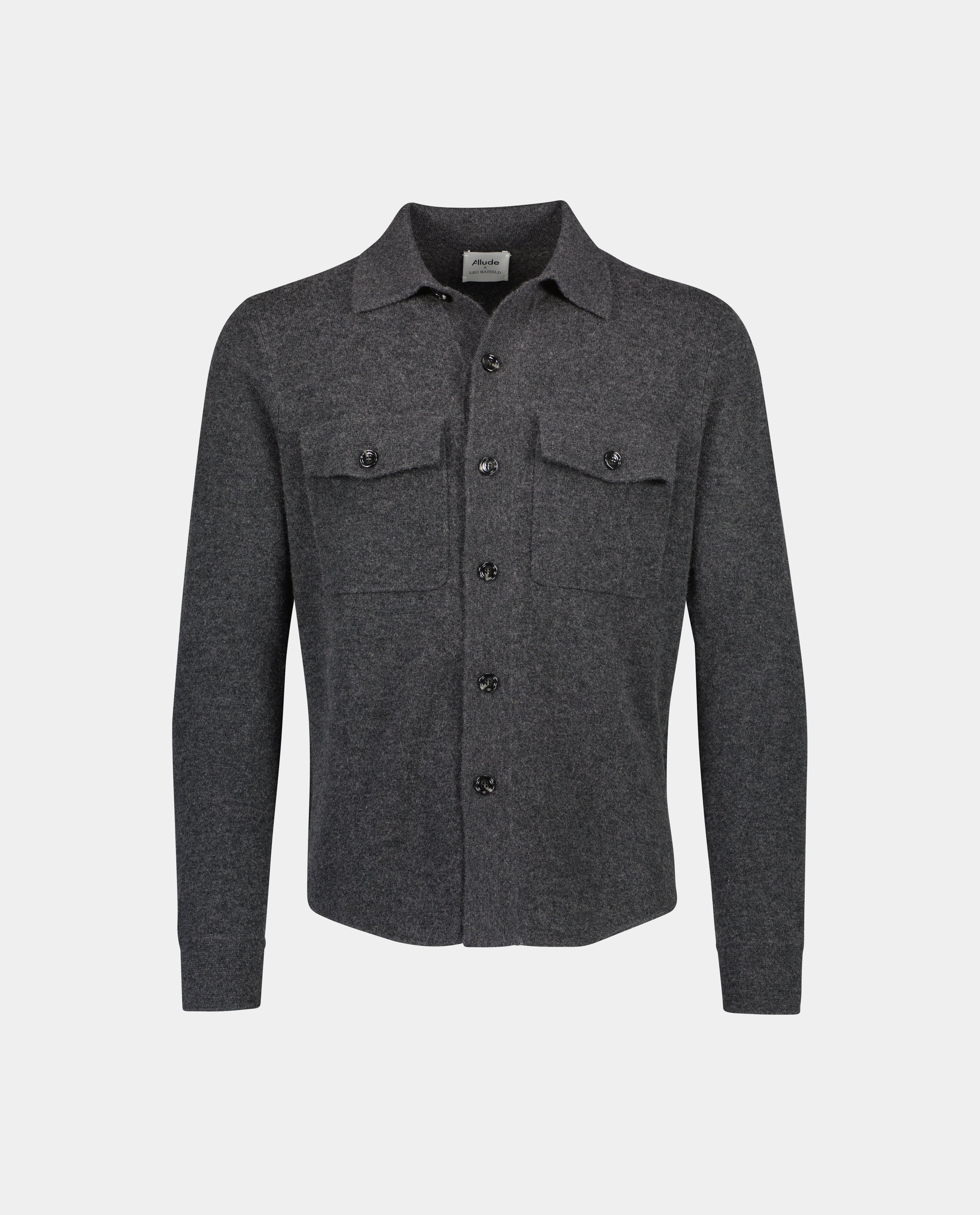 225-37012-84-1 - Allude - 30% Cashmere 70% Wolle 70% Wool 30% Cashmere Allude X Leo Mathilde Feinstrick Grau Herren Langarm Lockerer Schnitt Polo-Kragen SAPG::225-37012 Shirt Strickjacke Winter 2022/2023 Wolle