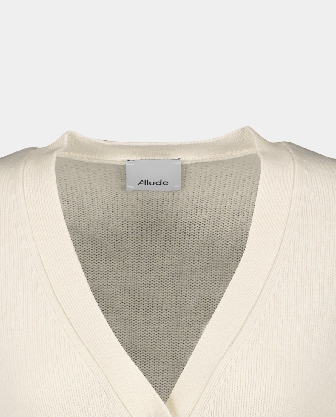 232-11153-40-3 - Allude - 100% Cashmere Cashmere Damen Feinstrick Langarm Lockerer Schnitt SAPG::232-11153 Strickjacke Summer 2023 V-Ausschnitt Weiß