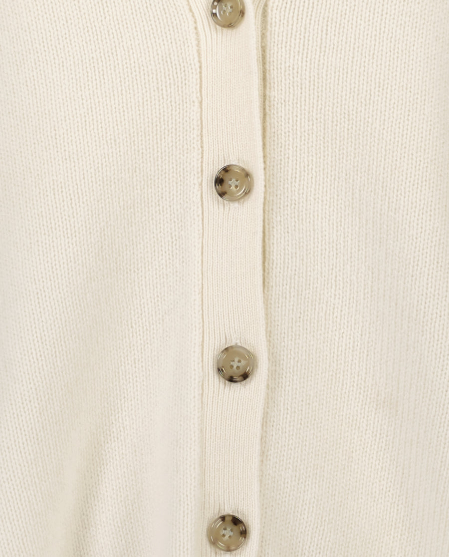 232-11153-40-4 - Allude - 100% Cashmere Cashmere Damen Feinstrick Langarm Lockerer Schnitt SAPG::232-11153 Strickjacke Summer 2023 V-Ausschnitt Weiß