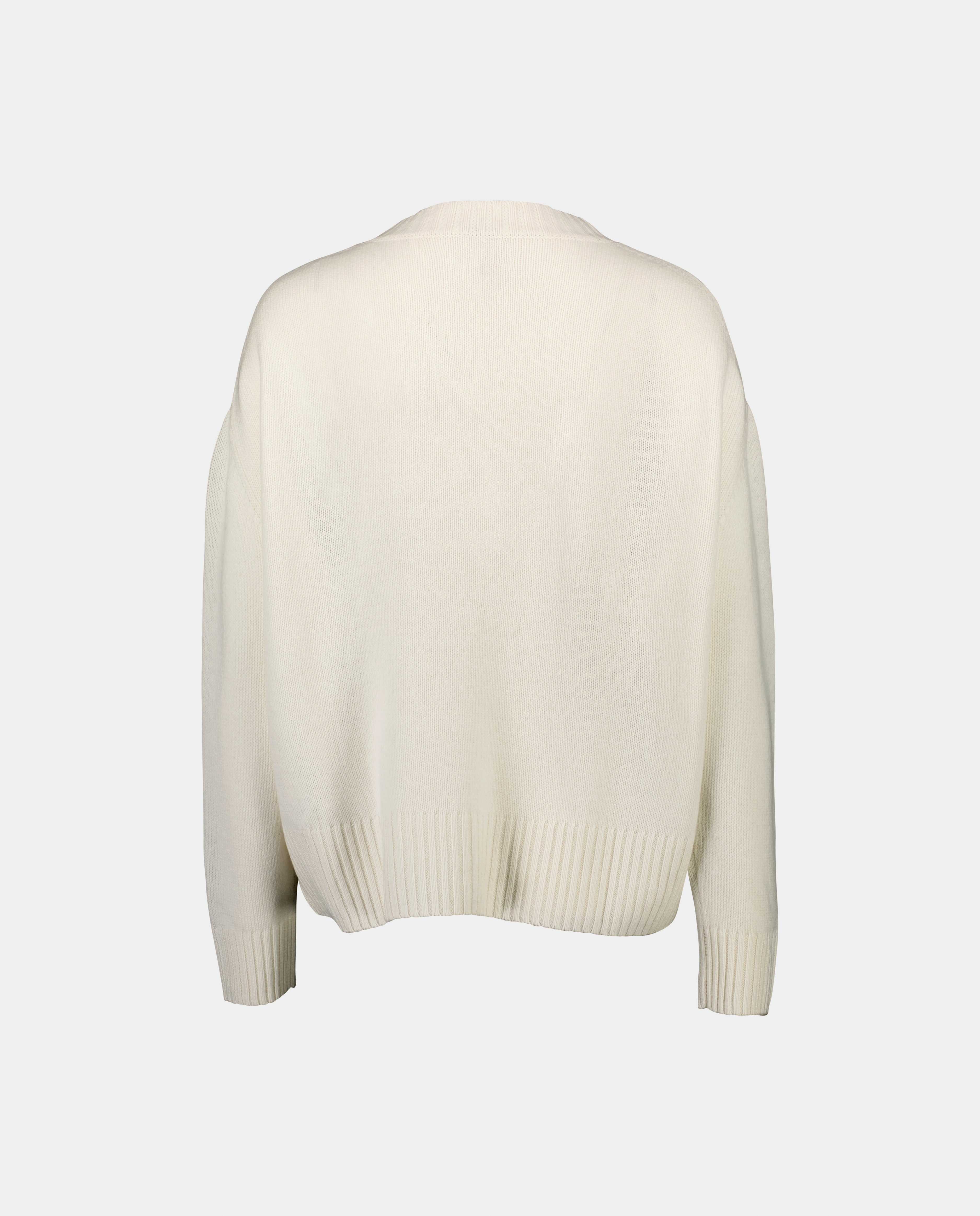232-11155-40-2 - Allude - 100% Cashmere Cashmere Damen Langarm Lockerer Schnitt mittelschwerer Strick Pullover SAPG::232-11155 Summer 2023 V-Ausschnitt Weiß