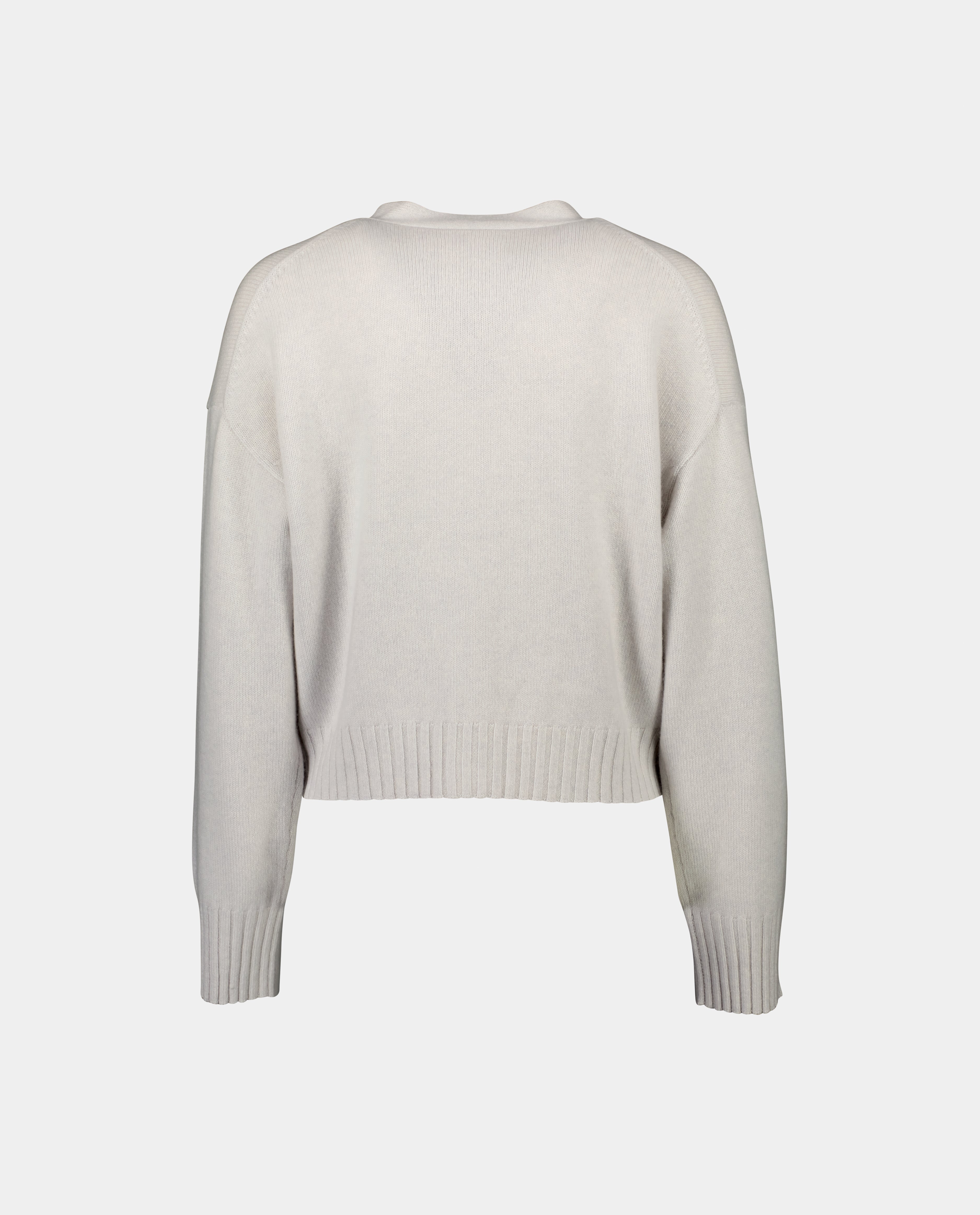 232-11420-80-2 - Allude - 100% Cashmere Cashmere Damen Feinstrick Grau Langarm Lockerer Schnitt SAPG::232-11420 Strickjacke Summer 2023 V-Ausschnitt