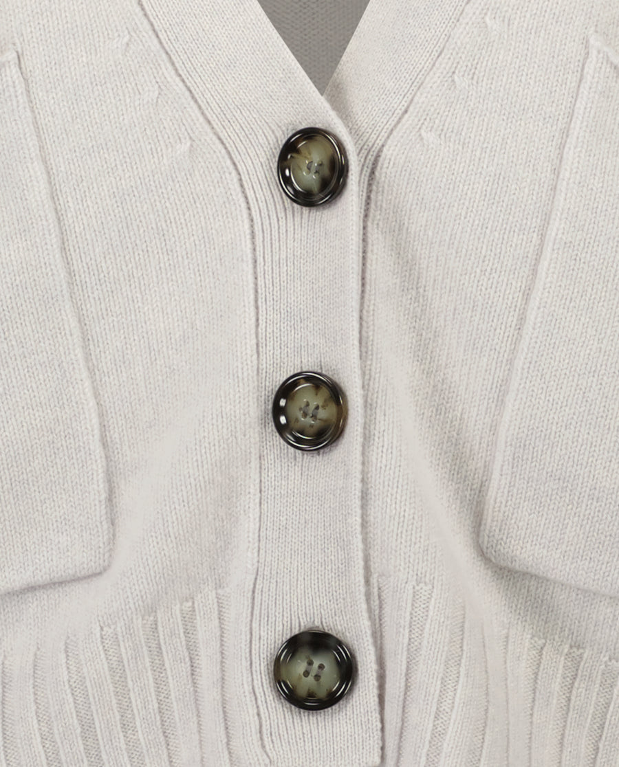 232-11420-80-4 - Allude - 100% Cashmere Cashmere Damen Feinstrick Grau Langarm Lockerer Schnitt SAPG::232-11420 Strickjacke Summer 2023 V-Ausschnitt