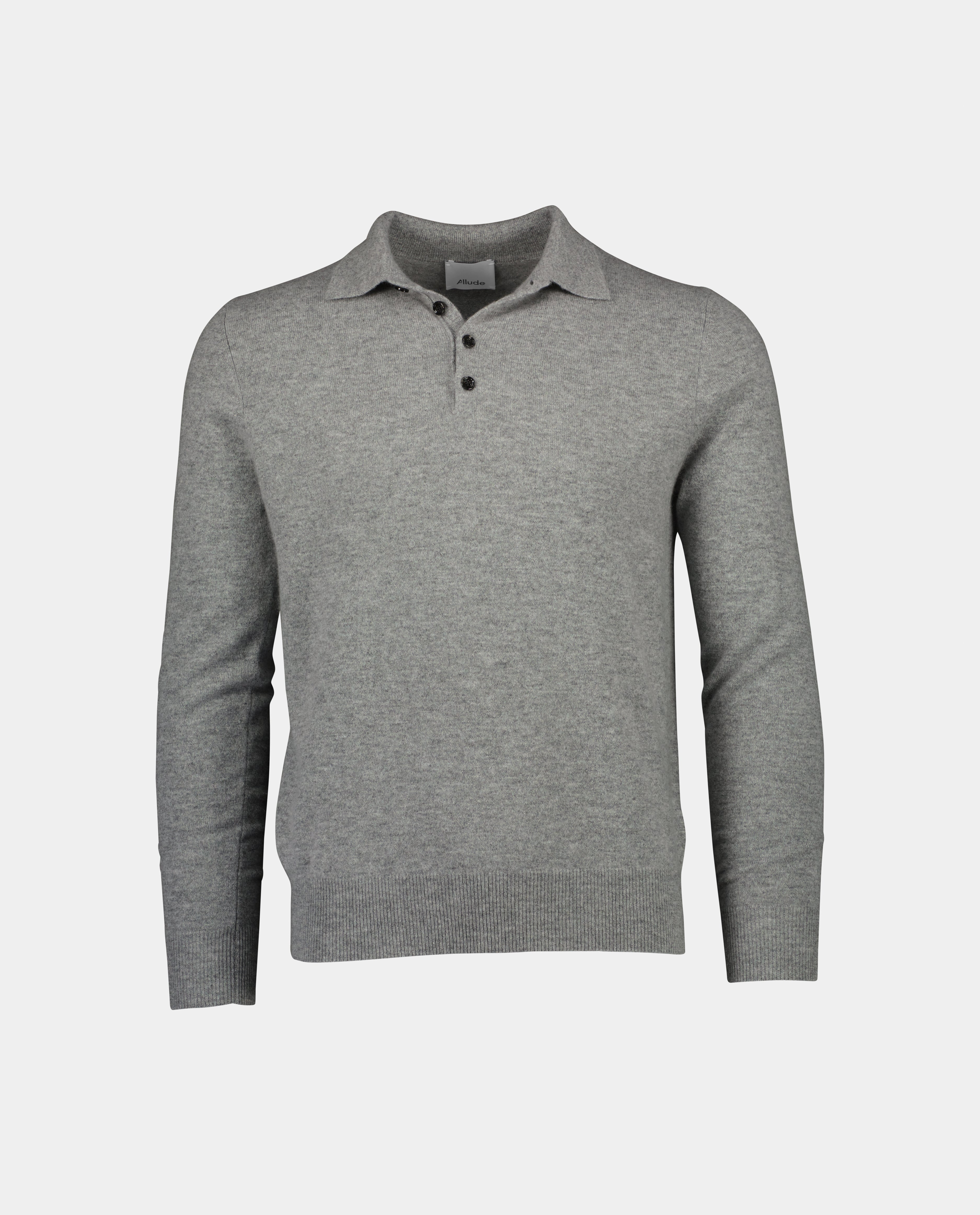 232-30023-83-1 - Allude - 100% Cashmere Cashmere Feinstrick Gerade Passform Grün Herren Langarm Polo Polo-Kragen Pullover SAPG::232-30023 Summer 2023