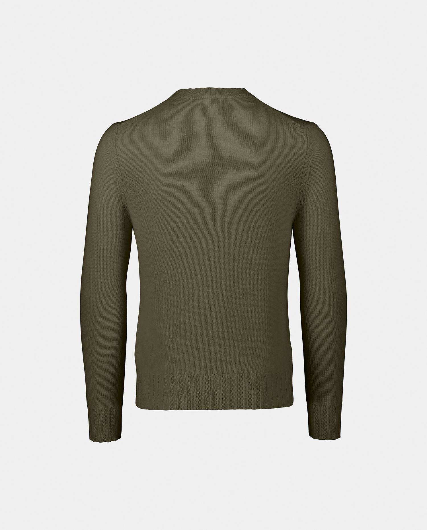 232-30073-38-2 - Allude - 100% Cashmere Cashmere Gerade Passform Grobstrick Herren Khaki Langarm Pullover Rundhalsausschnitt SAPG::232-30073 Summer 2023