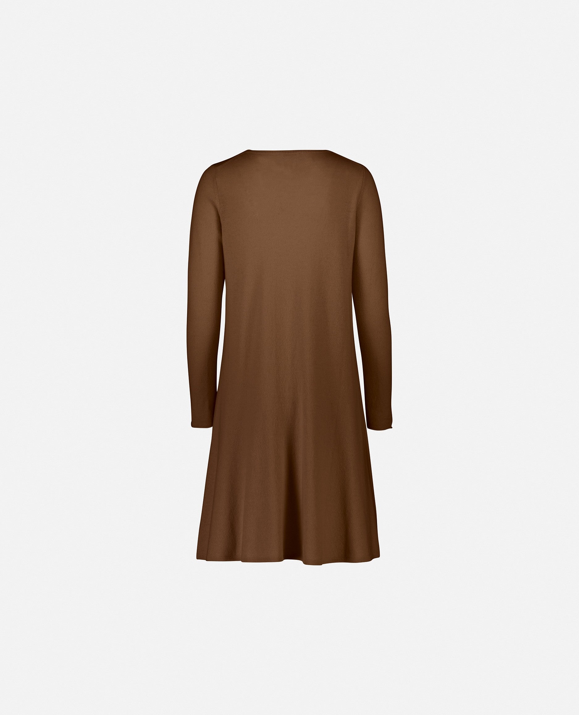 235-17664-47-S_2 - Allude - A-Form Beige Damen Feinstrick Kleid Kleider Langarm Rundhalsausschnitt SAPG::235-17664 Wolle