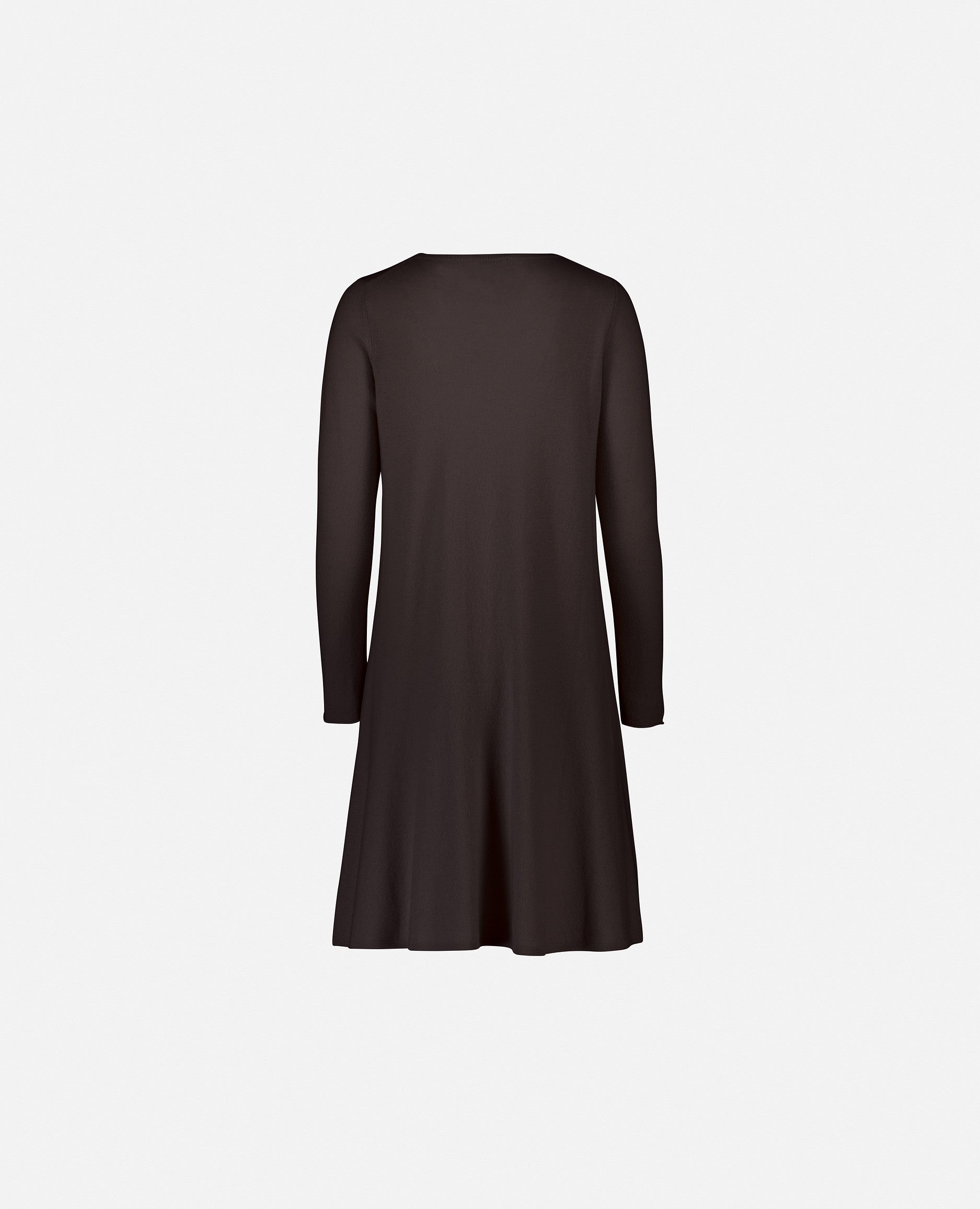 235-17664-49-S_2 - Allude - A-Form Braun Damen Feinstrick Kleid Kleider Langarm Rundhalsausschnitt SAPG::235-17664 Wolle