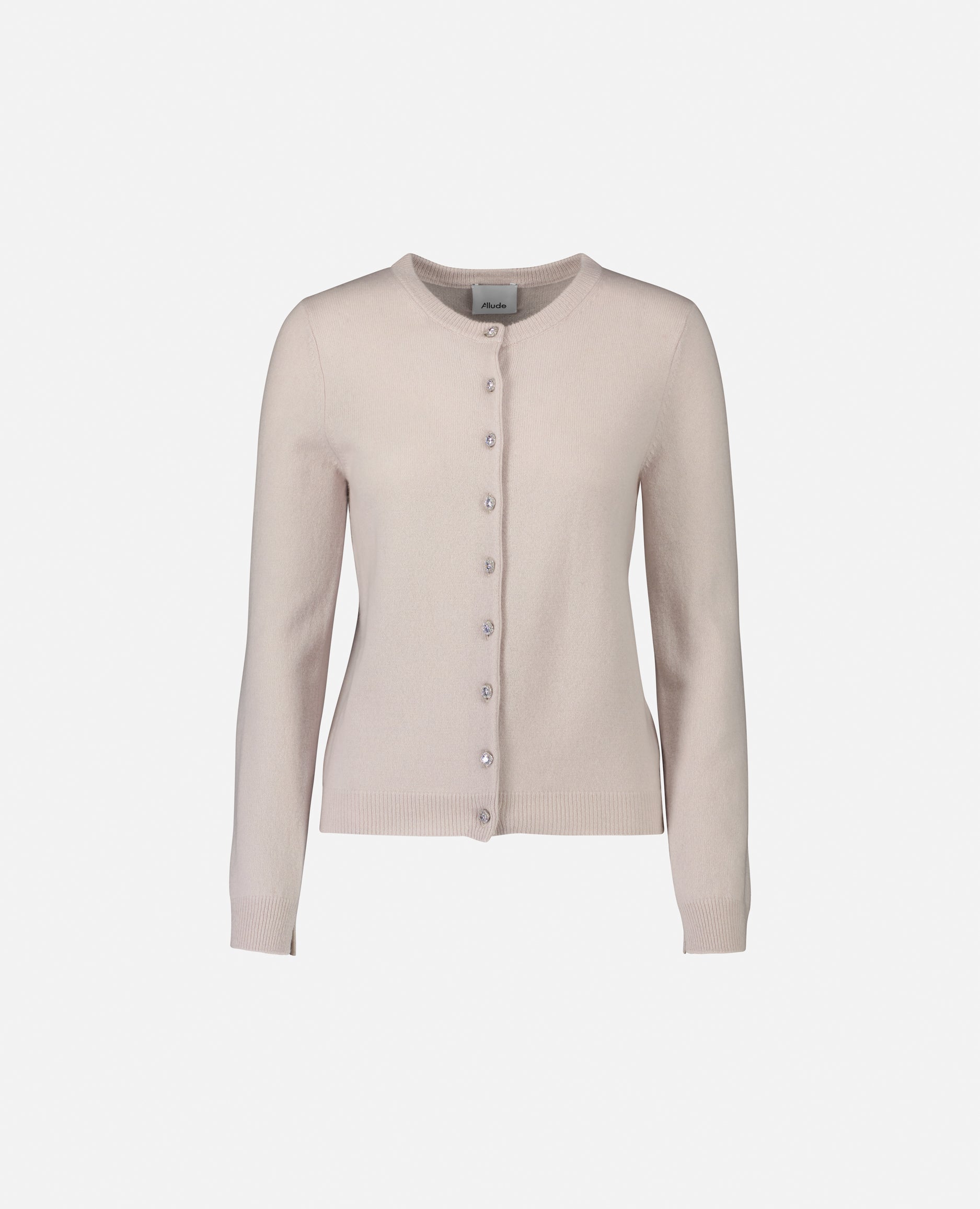 235-17744-41-1 - Allude - 30% Cashmere 70% Wolle Creme Damen Feinstrick Gerade Passform Kreme Langarm Rundhalsausschnitt SAPG::235-17744 Strickjacke Winter 2023/2024 Wolle