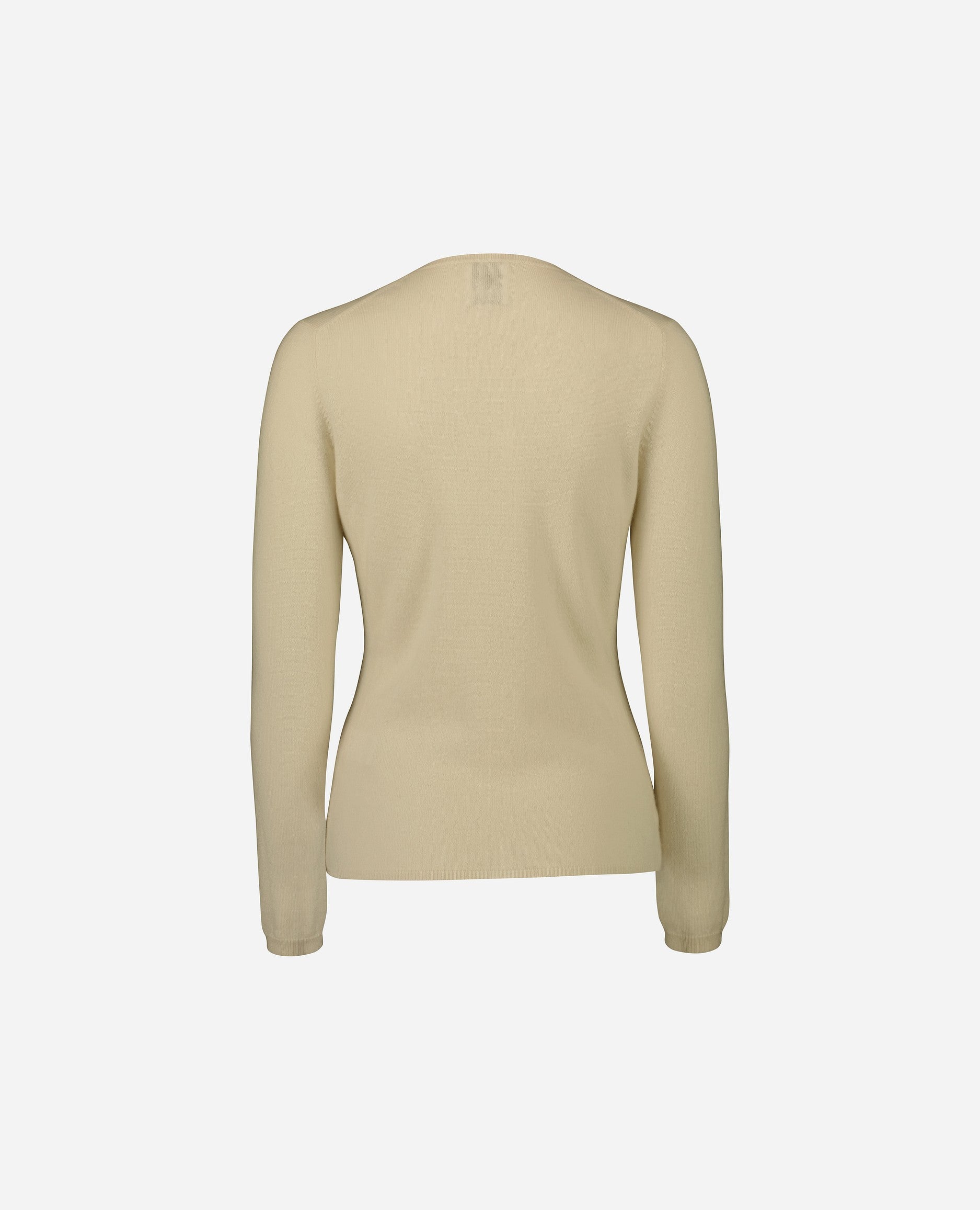 242-11100-42-S_2 - Allude - 100% Cashmere Beige Cashmere Damen Feinstrick Langarm Pullover SAPG::242-11100 Sommer 2024 Taillierter Schnitt V-Ausschnitt