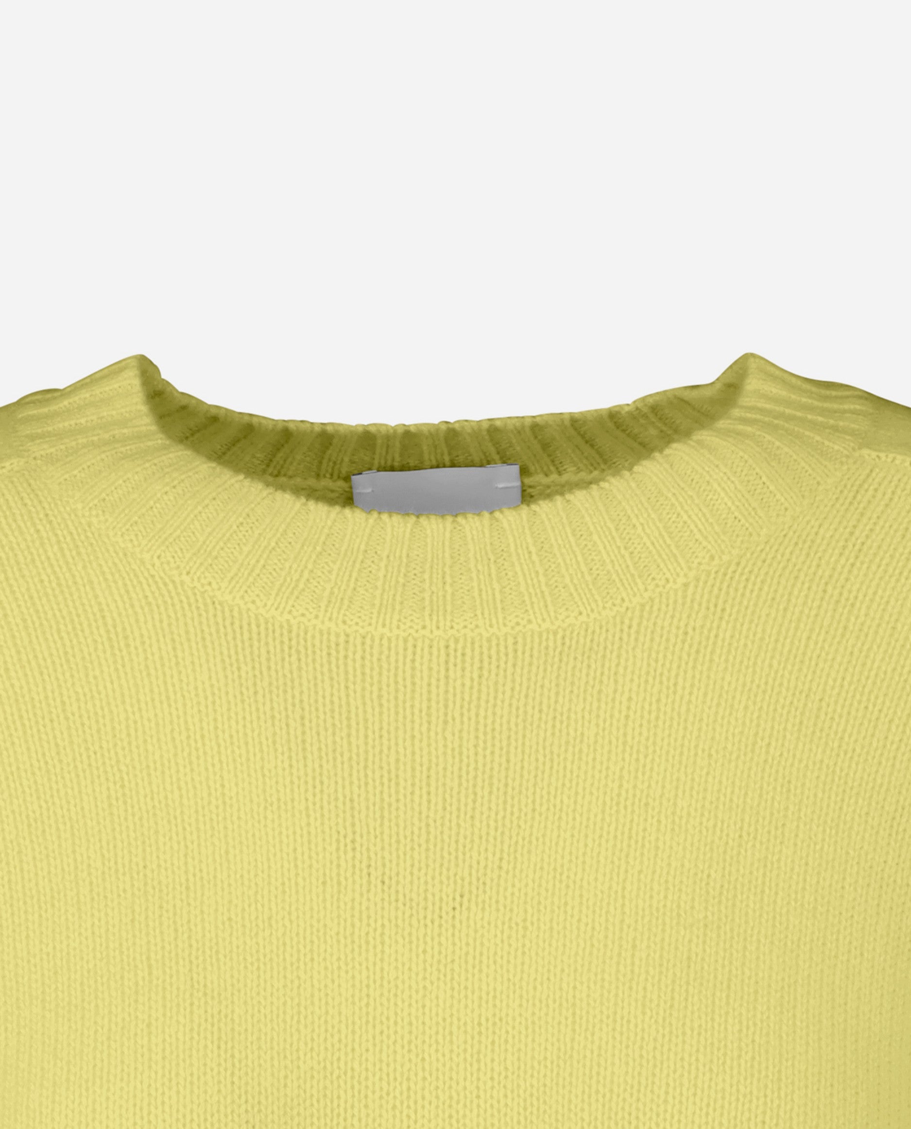 242-11234-20-S_4 - Allude - 1/4 Arm 100% Cashmere Cashmere Damen Gelb Kastiger Schnitt mittelschwerer Strick Pullover Rundhalsausschnitt SAPG::242-11234 Sommer 2024