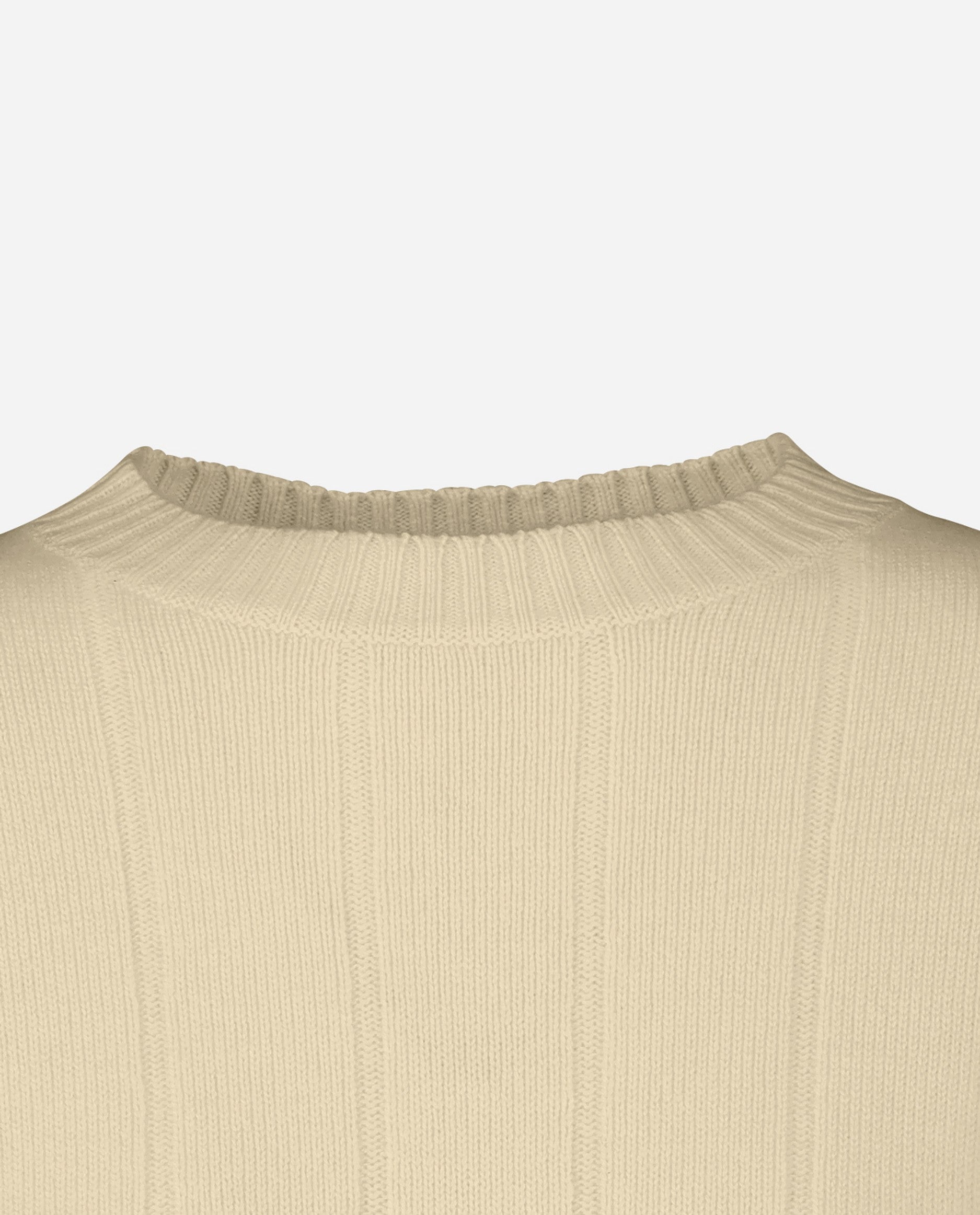 242-17001-42-S_4 - Allude - 30% Cashmere 70% Wolle Beige Damen Halbarm Kastiger Schnitt mittelschwerer Strick Pullover Rundhalsausschnitt SAPG::242-17001 Sommer 2024 Wolle