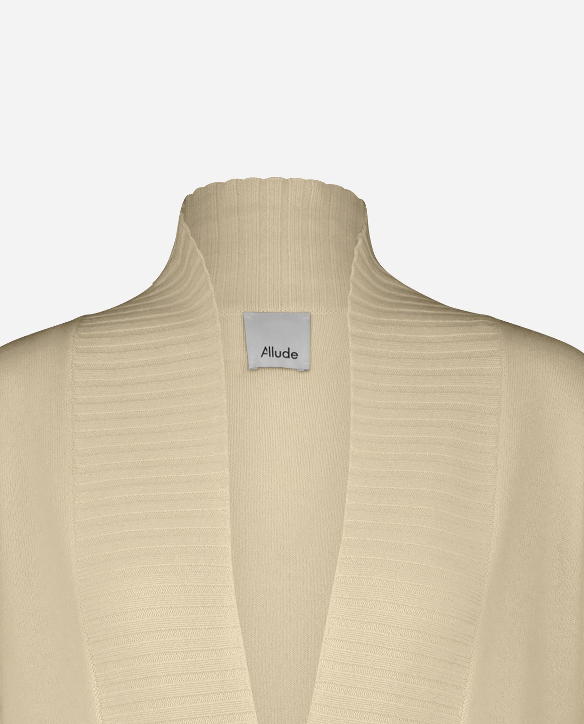 242-17031-42-S_4 - Allude - 30% Cashmere 70% Wolle Beige Damen Feinstrick Langarm Lockerer Schnitt offener Halsauschnitt SAPG::242-17031 Sommer 2024 Strickjacke Wolle