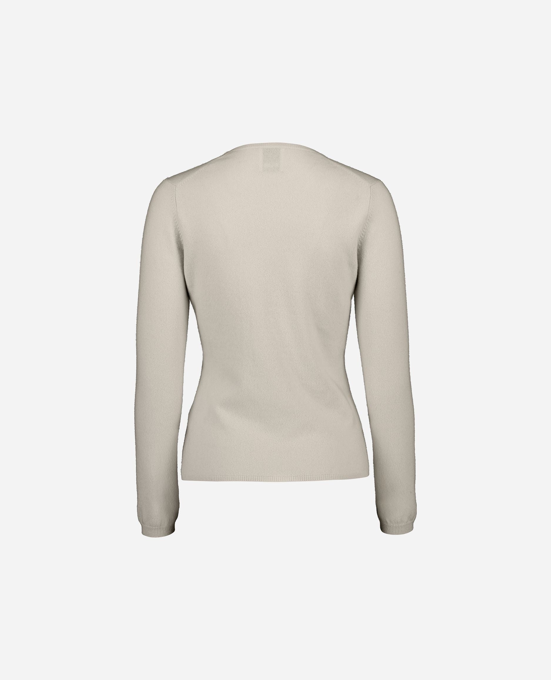 245-11100-42-S_hash_escaped_2 - Allude - 100% Cashmere Active Basic Beige Cashmere Damen Feinstrick Langarm Pullover SAPG::245-11100 Taillierter Schnitt V-Ausschnitt Winter 2024/2025