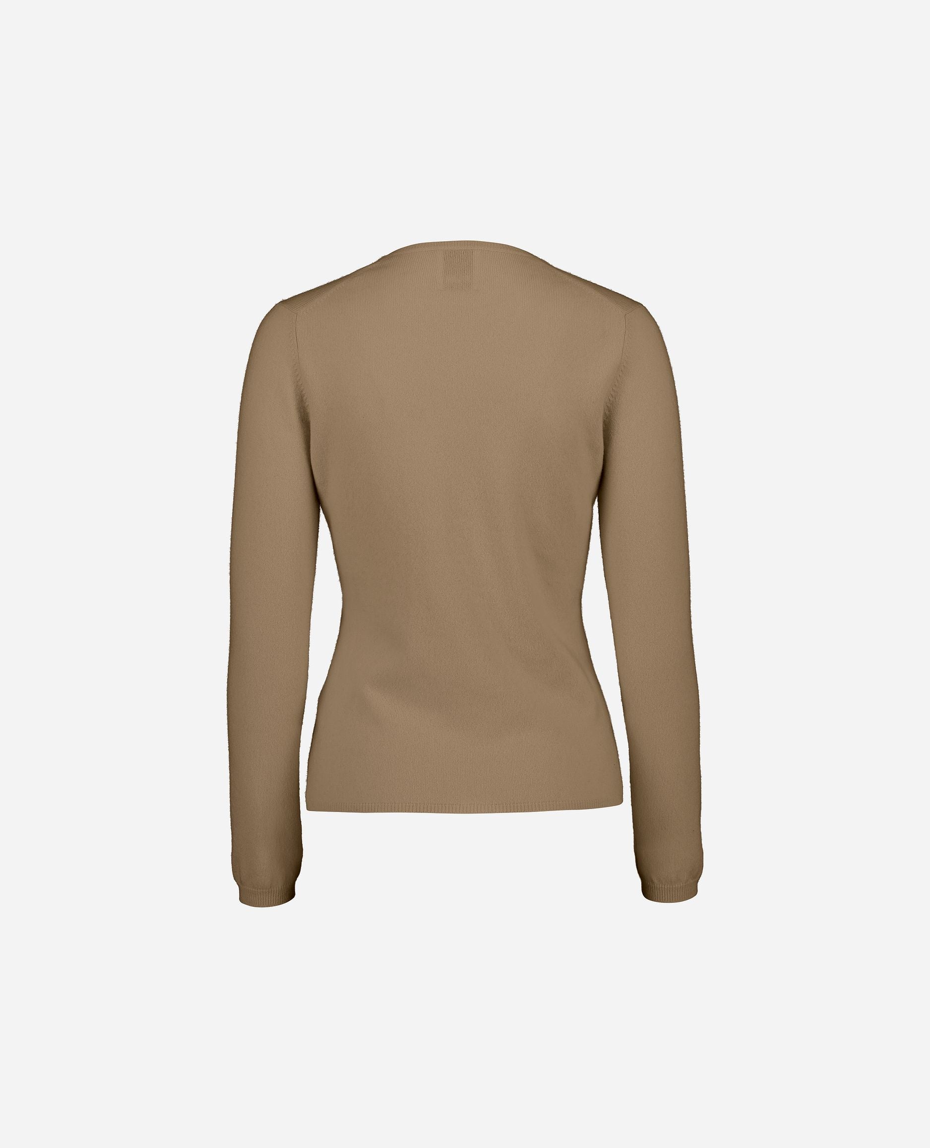 245-11100-43-S_hash_escaped_2 - Allude - 100% Cashmere Active Basic Beige Cashmere Damen Feinstrick Langarm Pullover SAPG::245-11100 Taillierter Schnitt V-Ausschnitt Winter 2024/2025