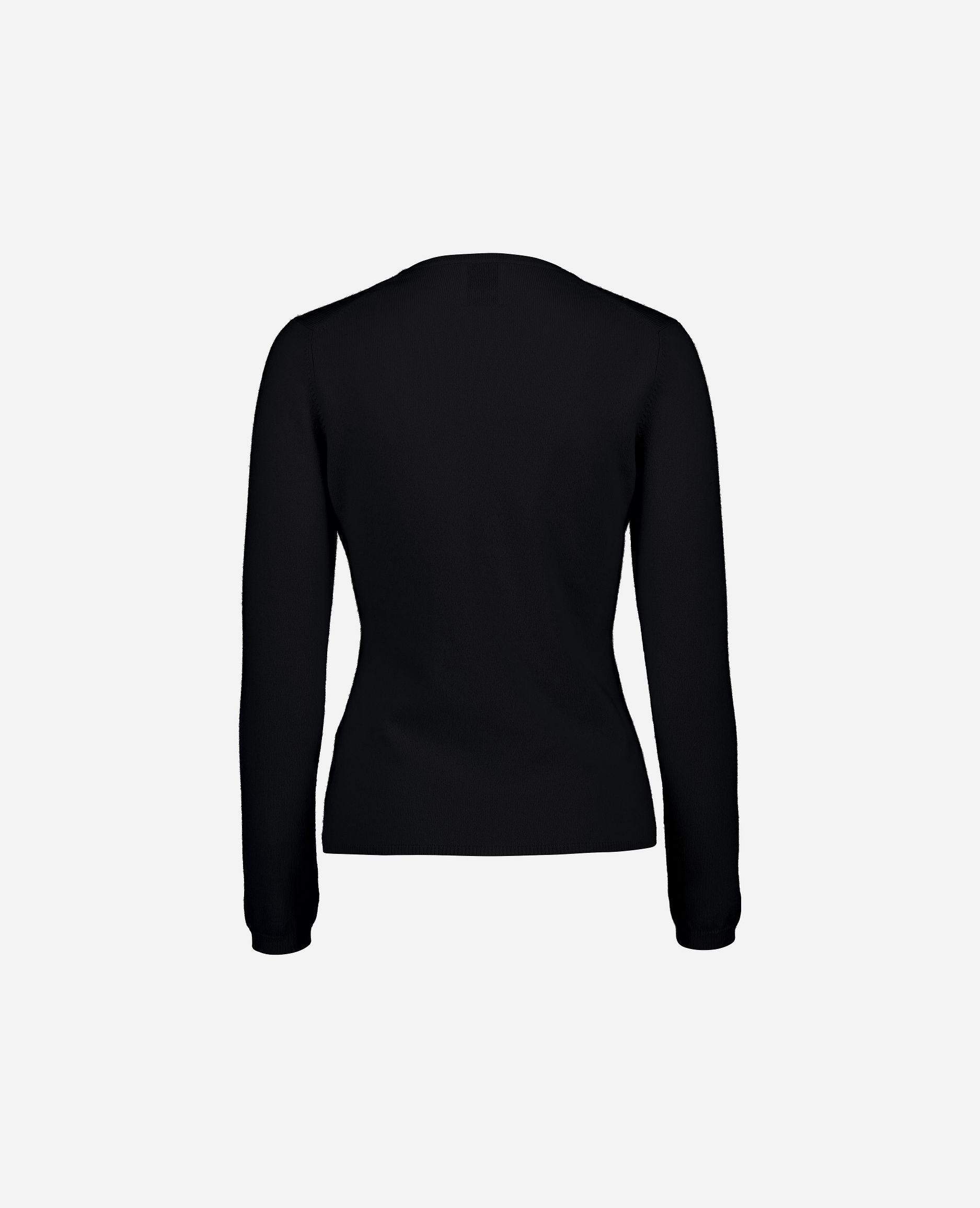 245-11100-90-S_hash_escaped_2 - Allude - 100% Cashmere Active Basic Cashmere Damen Feinstrick Langarm Pullover SAPG::245-11100 Schwarz Taillierter Schnitt V-Ausschnitt Winter 2024/2025