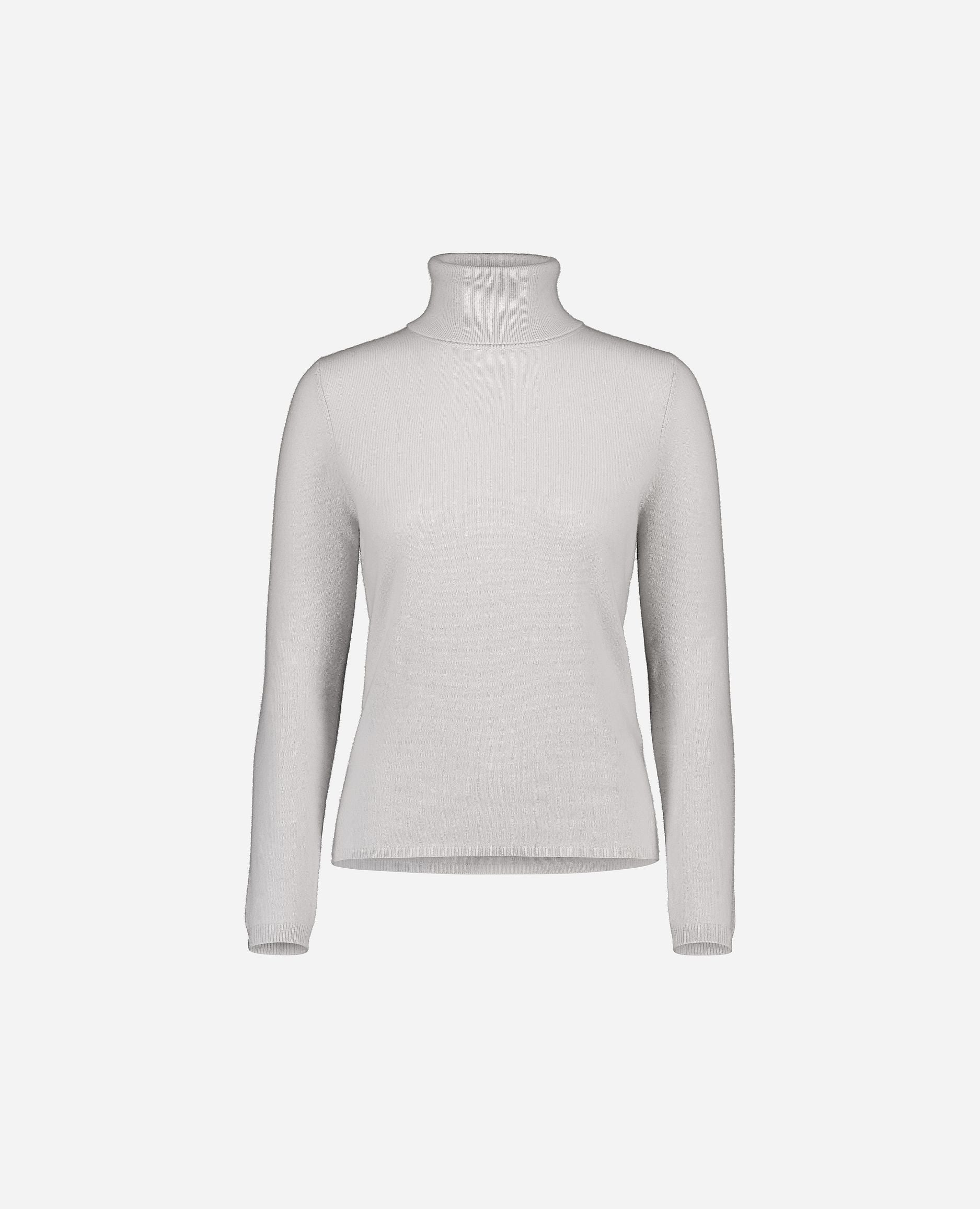 245-11106-80-S_hash_escaped_1 - Allude - 100% Cashmere Basic Cashmere Damen Feinstrick Grau Langarm Pullover Rollkragen SAPG::245-11106 Taillierter Schnitt Winter 2024/2025