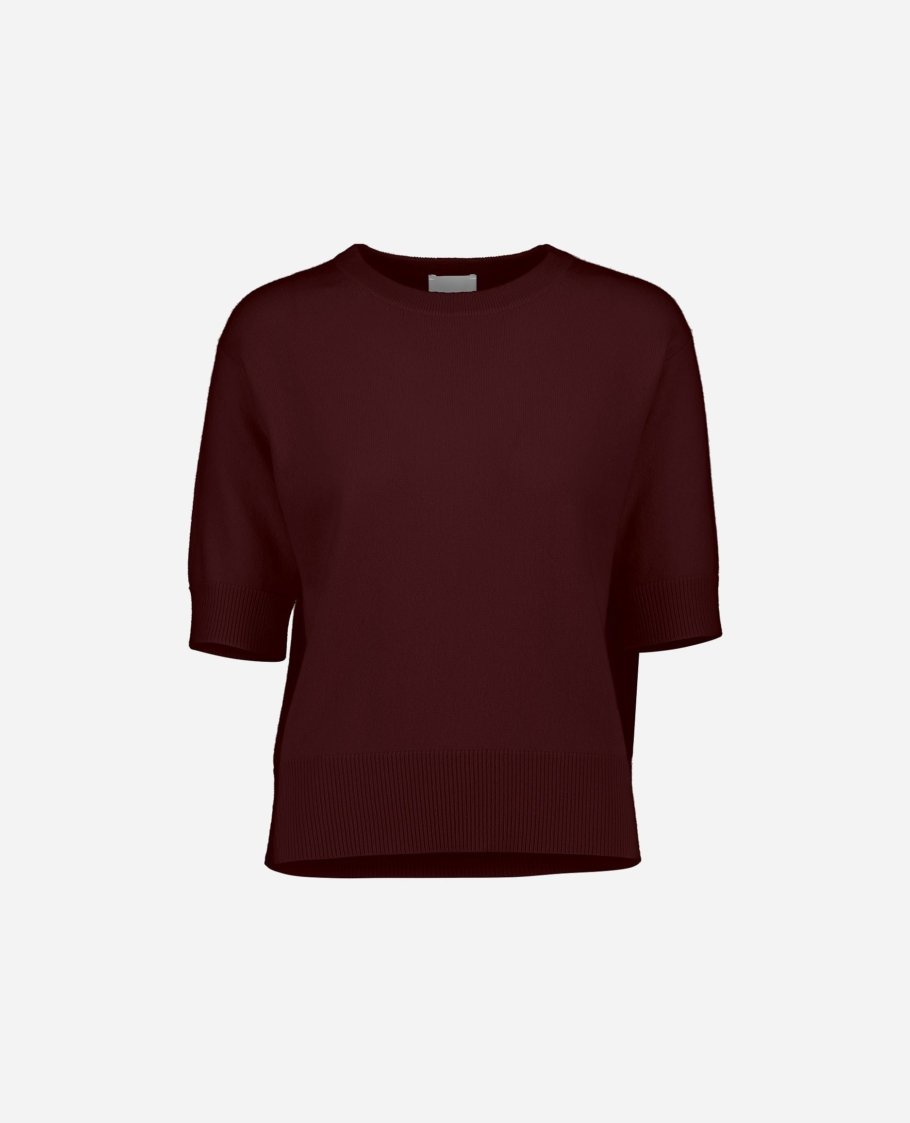 245-11116-69-S_hash_escaped_1 - Allude - 100% Cashmere Active Basic Cashmere Damen Feinstrick Gerade Passform Halbarm NEW Pullover Rot Rundhalsausschnitt SAPG::245-11116 Winter 2024/2025