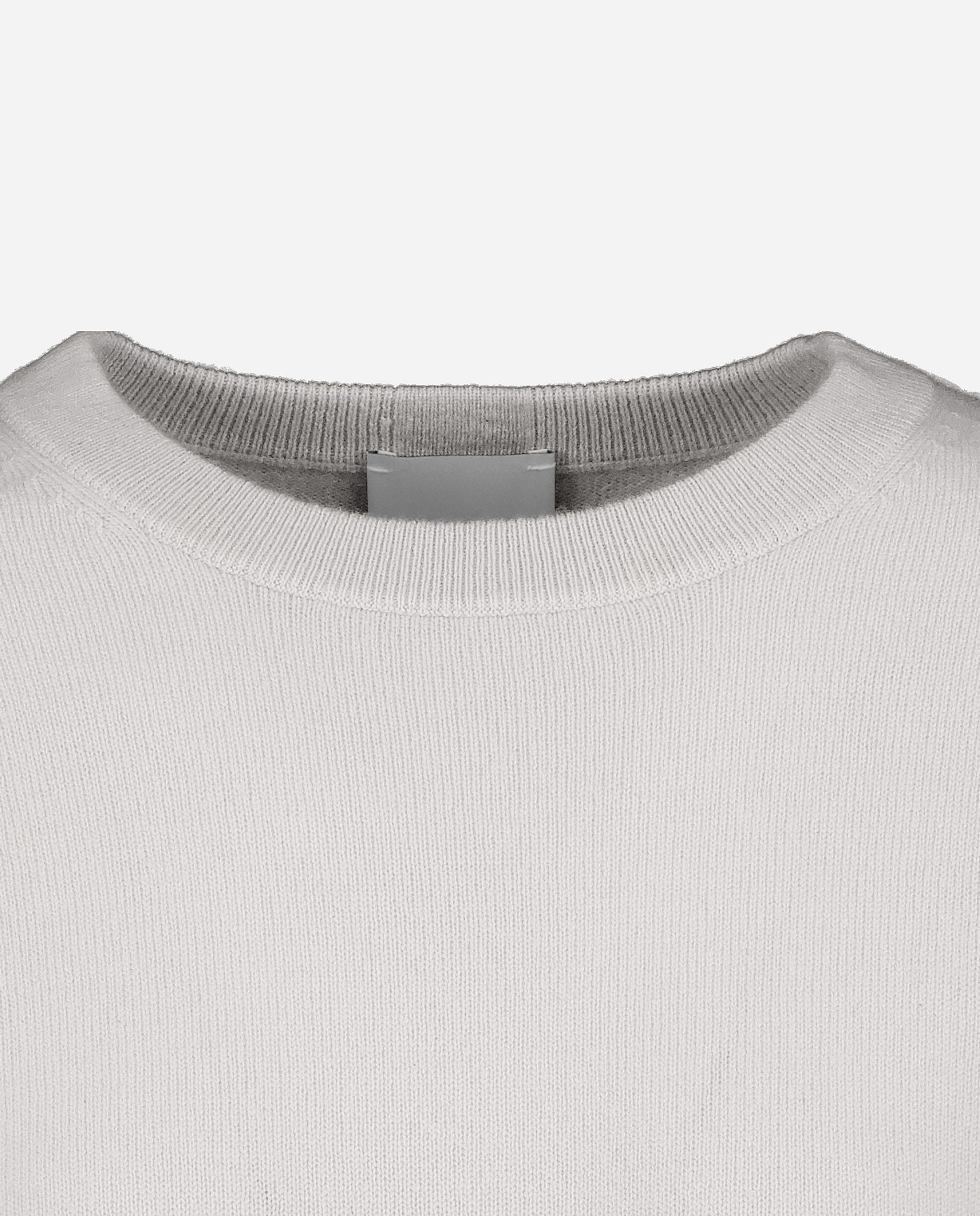 245-11116-80-S_hash_escaped_3 - Allude - 100% Cashmere Basic Cashmere Damen Feinstrick Gerade Passform Grau Halbarm Pullover Rundhalsausschnitt SAPG::245-11116 Winter 2024/2025