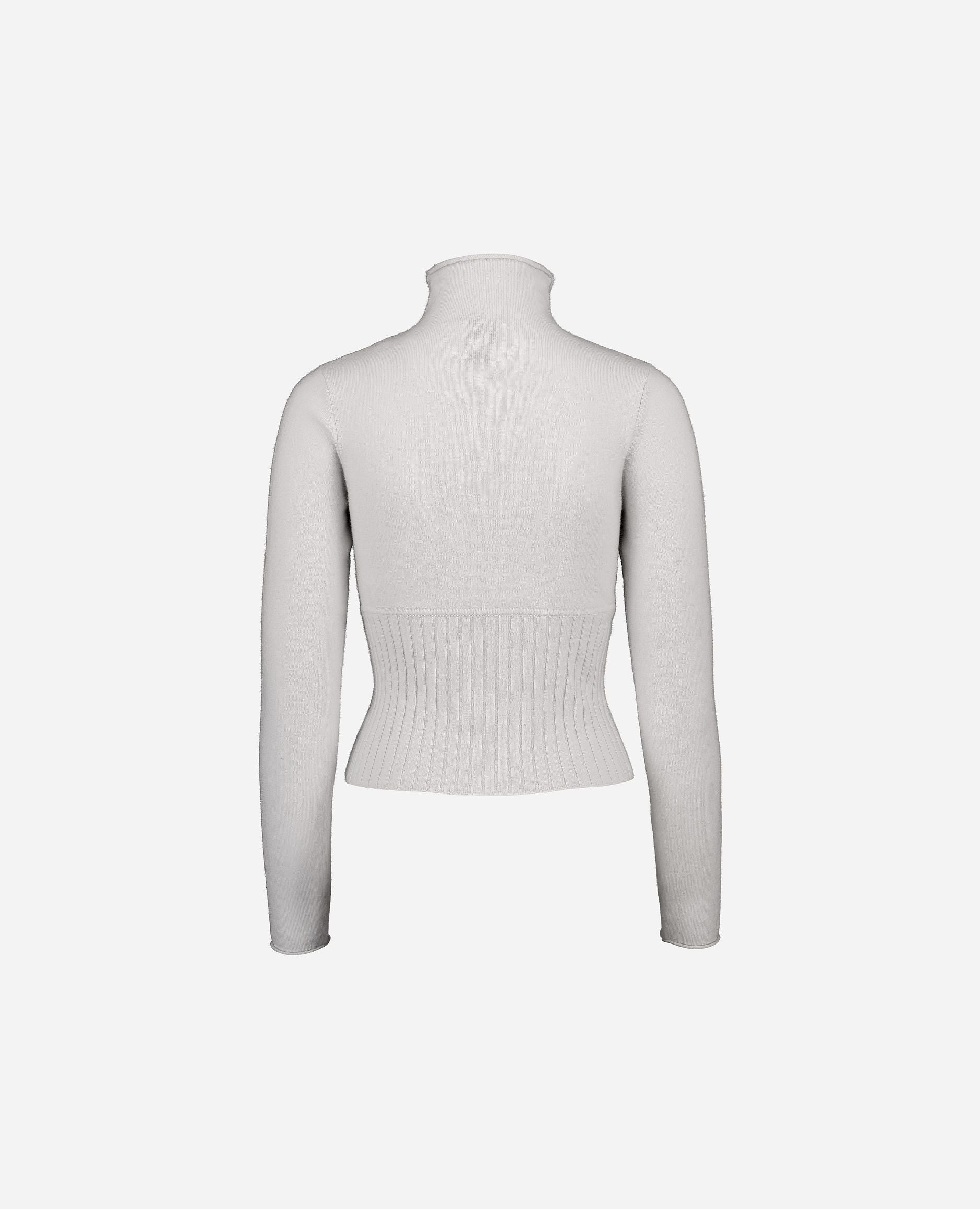 245-11120-80-S_hash_escaped_2 - Allude - 100% Cashmere Cashmere Damen Feinstrick Grau Langarm Pullover SAPG::245-11120 Stehkragen Taillierter Schnitt Winter 2024/2025