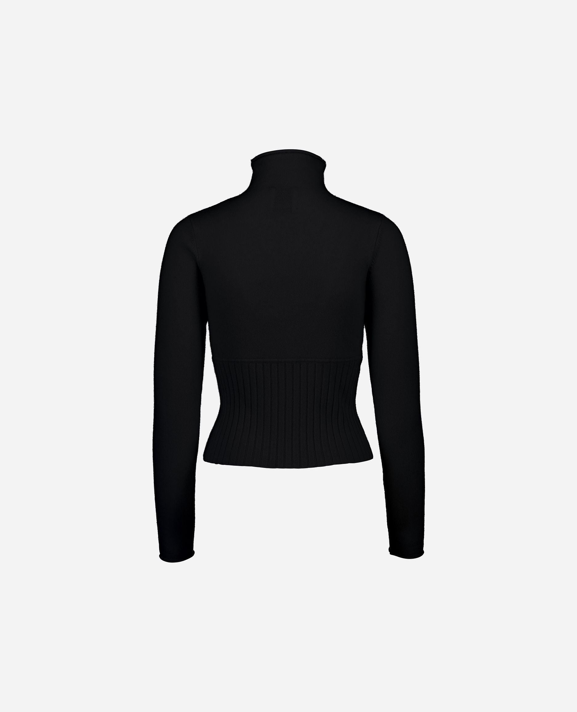 245-11120-90-S_hash_escaped_2 - Allude - 100% Cashmere Cashmere Damen Feinstrick Langarm Pullover SAPG::245-11120 Schwarz Stehkragen Taillierter Schnitt Winter 2024/2025