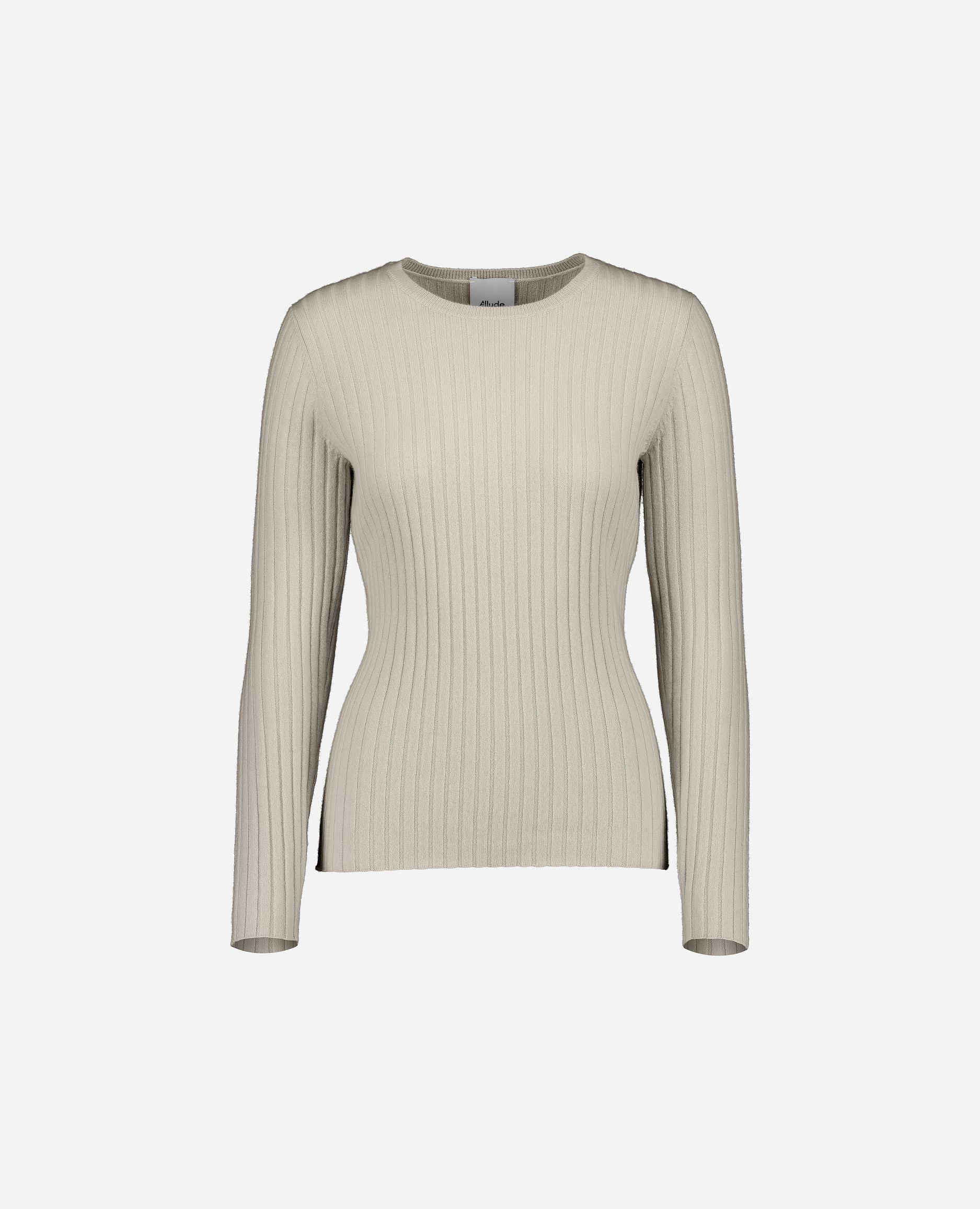 245-11142-42-S_hash_escaped_1 - Allude - 100% Cashmere Beige Cashmere Damen Enger Schnitt Feinstrick Langarm Pullover Rundhalsausschnitt SAPG::245-11142 Winter 2024/2025