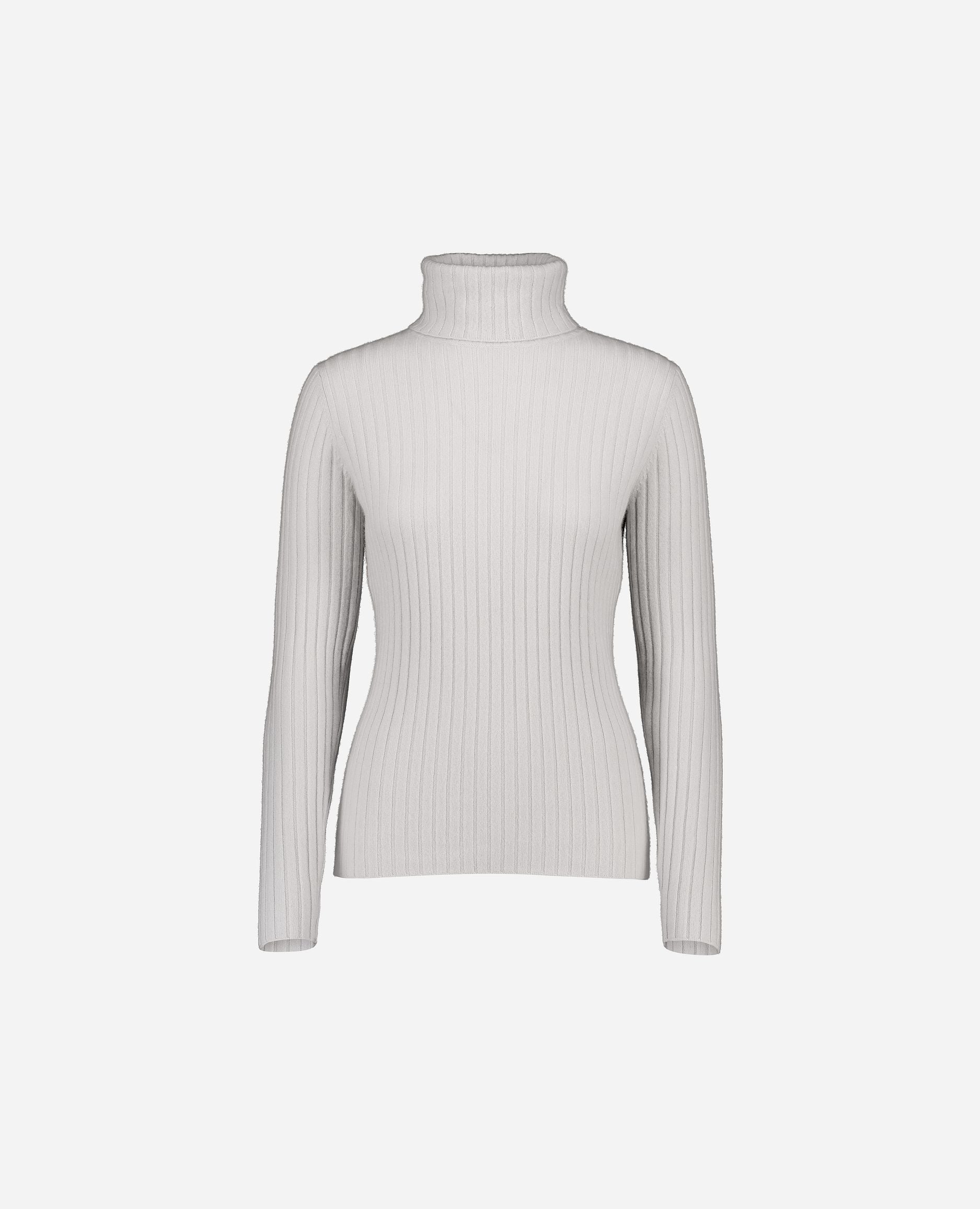 245-11144-80-S_hash_escaped_1 - Allude - 100% Cashmere Cashmere Damen Enger Schnitt Feinstrick Grau Langarm Pullover Rollkragen SAPG::245-11144 Winter 2024/2025