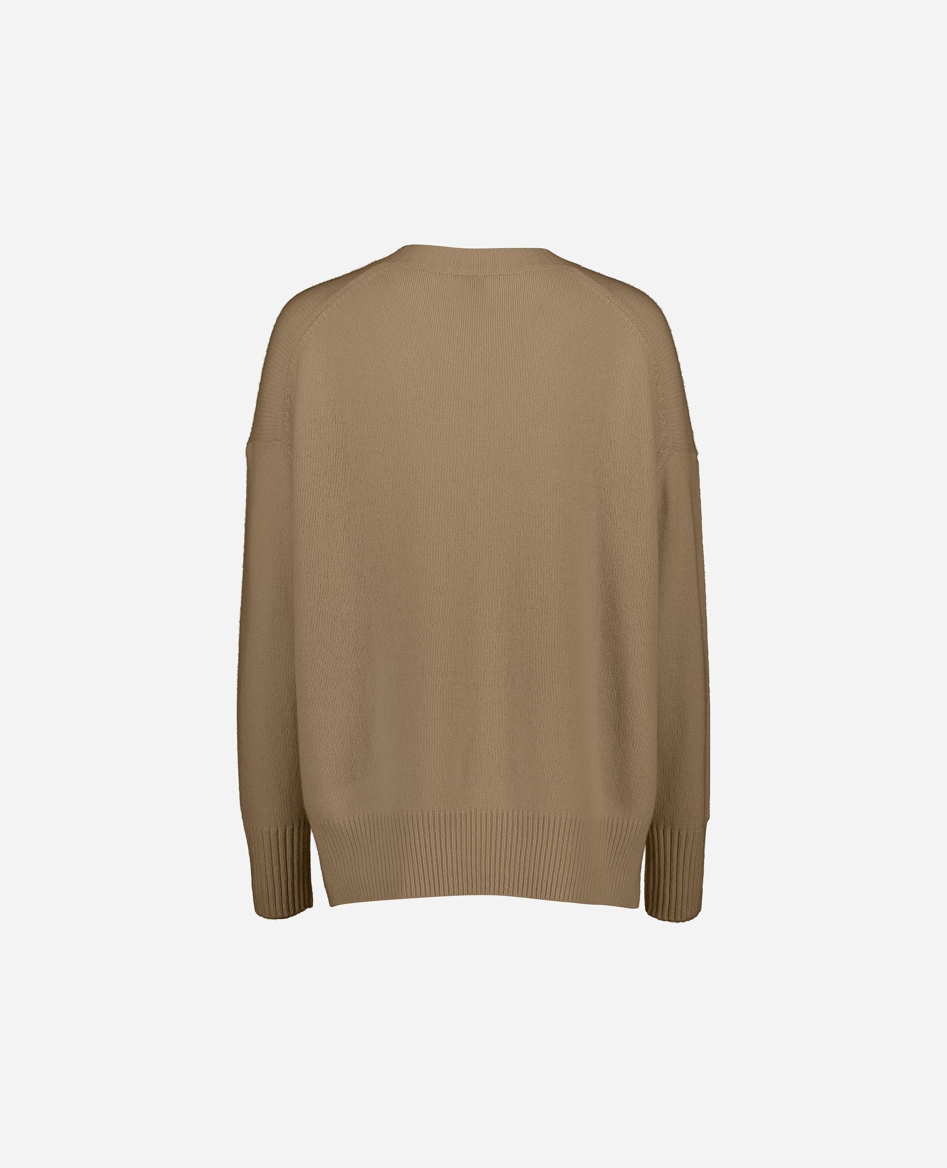 245-11151-43-S_hash_escaped_2 - Allude - 100% Cashmere Beige Cashmere Damen Langarm Lockerer Schnitt mittelschwerer Strick Pullover Rundhalsausschnitt SAPG::245-11151 Winter 2024/2025