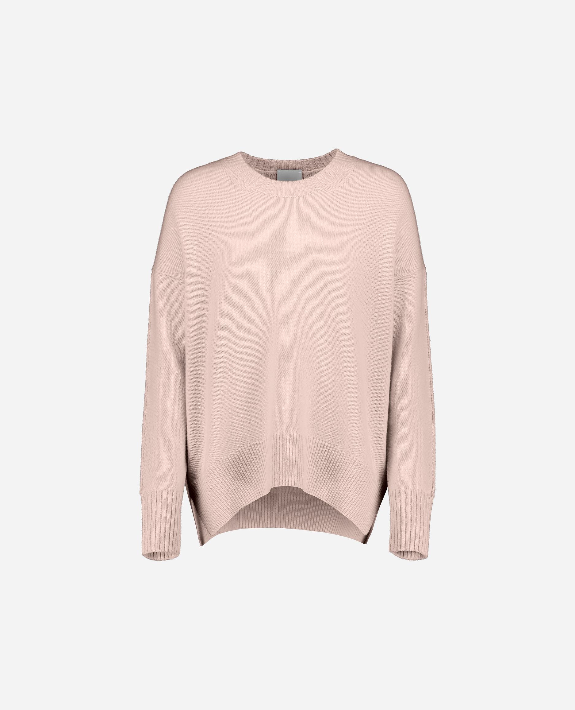 245-11151-60-S_hash_escaped_1 - Allude - 100% Cashmere Active Cashmere Damen Langarm Lockerer Schnitt mittelschwerer Strick Pullover Rose Rundhalsausschnitt SAPG::245-11151 Winter 2024/2025