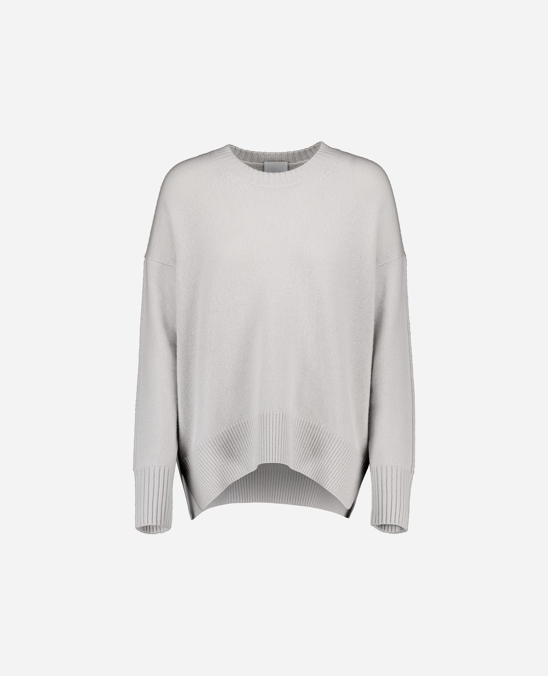 245-11151-80-S_hash_escaped_1 - Allude - 100% Cashmere Cashmere Damen Grau Langarm Lockerer Schnitt mittelschwerer Strick Pullover Rundhalsausschnitt SAPG::245-11151 Winter 2024/2025