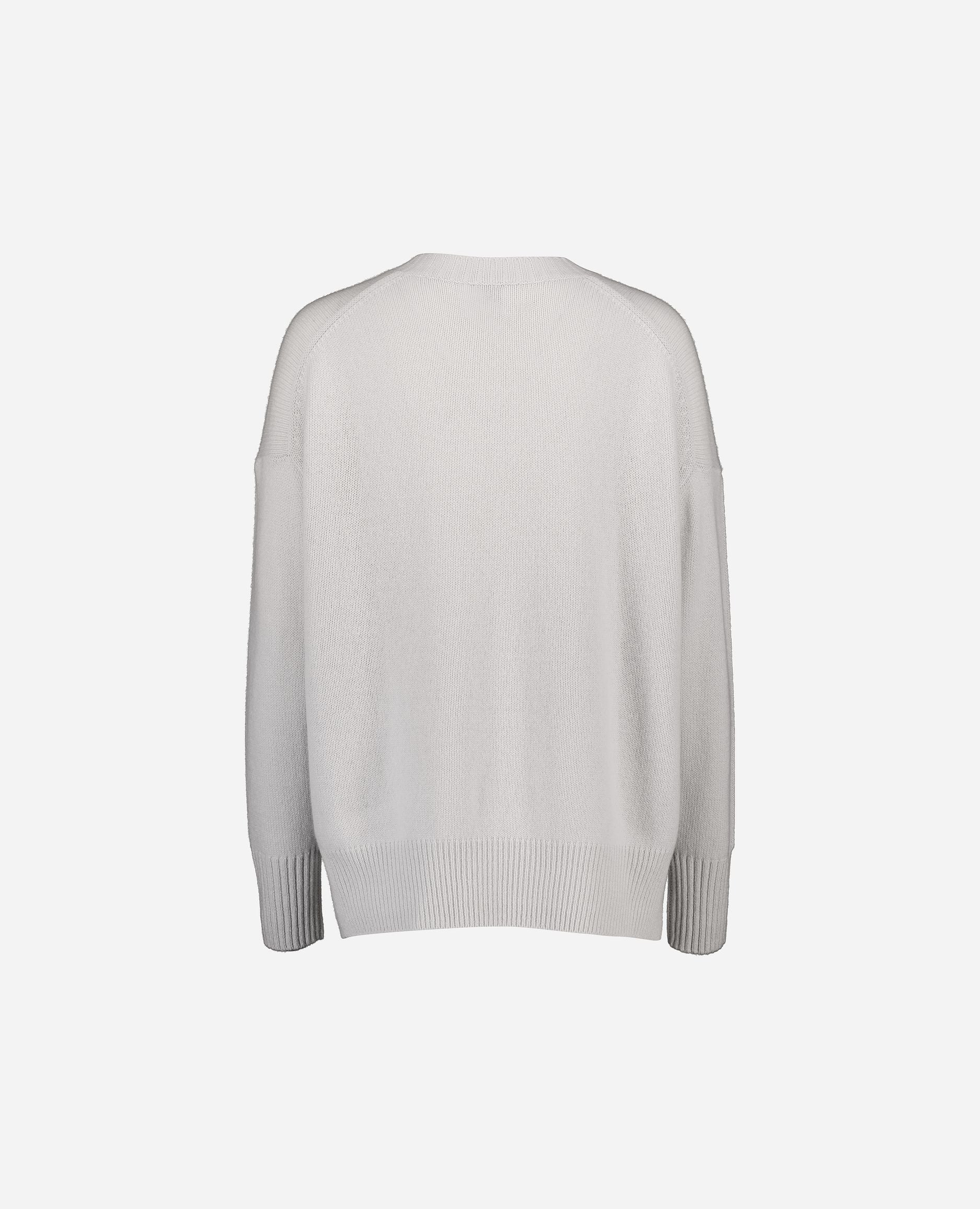 245-11151-80-S_hash_escaped_2 - Allude - 100% Cashmere Cashmere Damen Grau Langarm Lockerer Schnitt mittelschwerer Strick Pullover Rundhalsausschnitt SAPG::245-11151 Winter 2024/2025