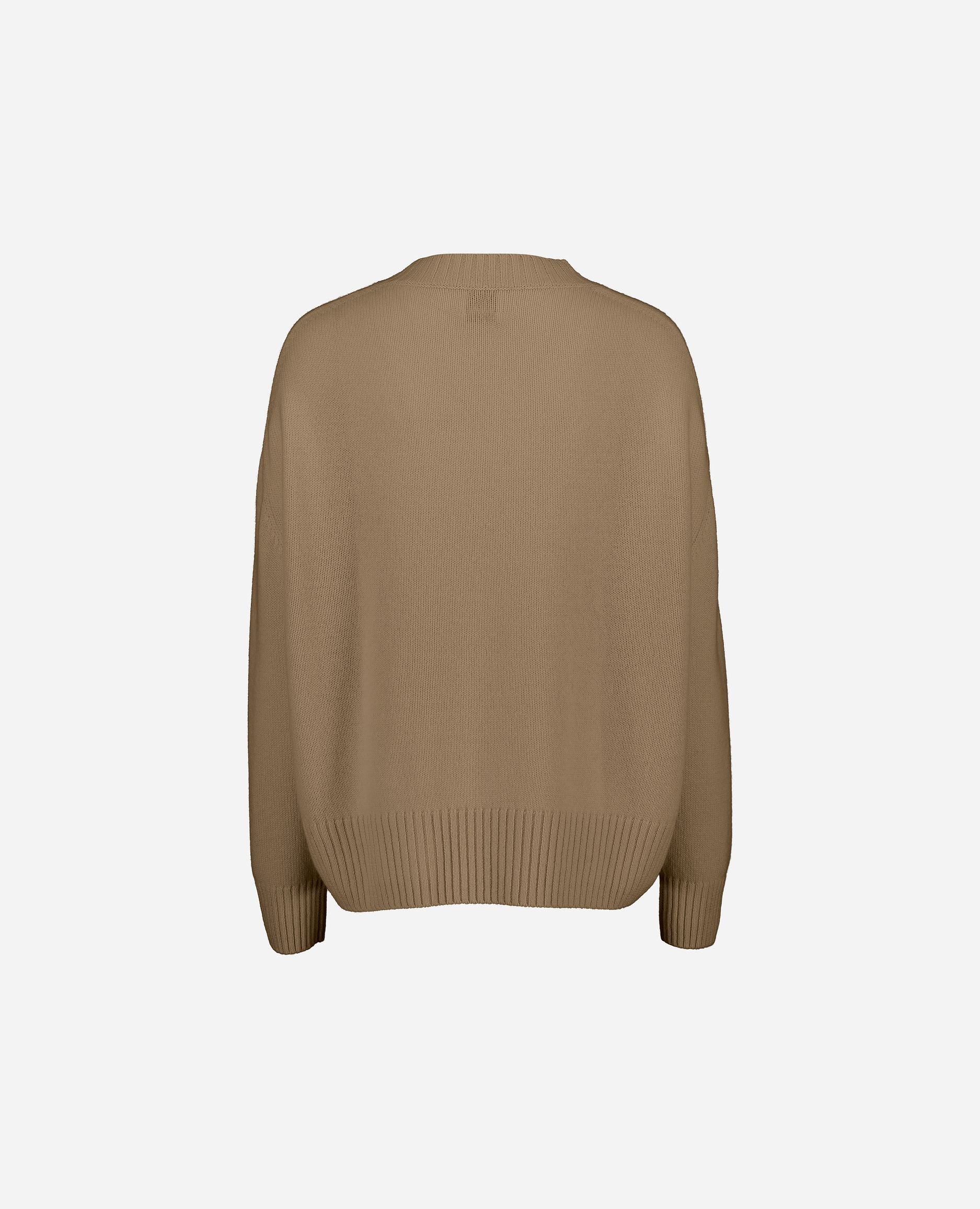 245-11155-43-S_hash_escaped_2 - Allude - 100% Cashmere Beige Cashmere Damen Langarm Lockerer Schnitt mittelschwerer Strick Pullover SAPG::245-11155 V-Ausschnitt Winter 2024/2025