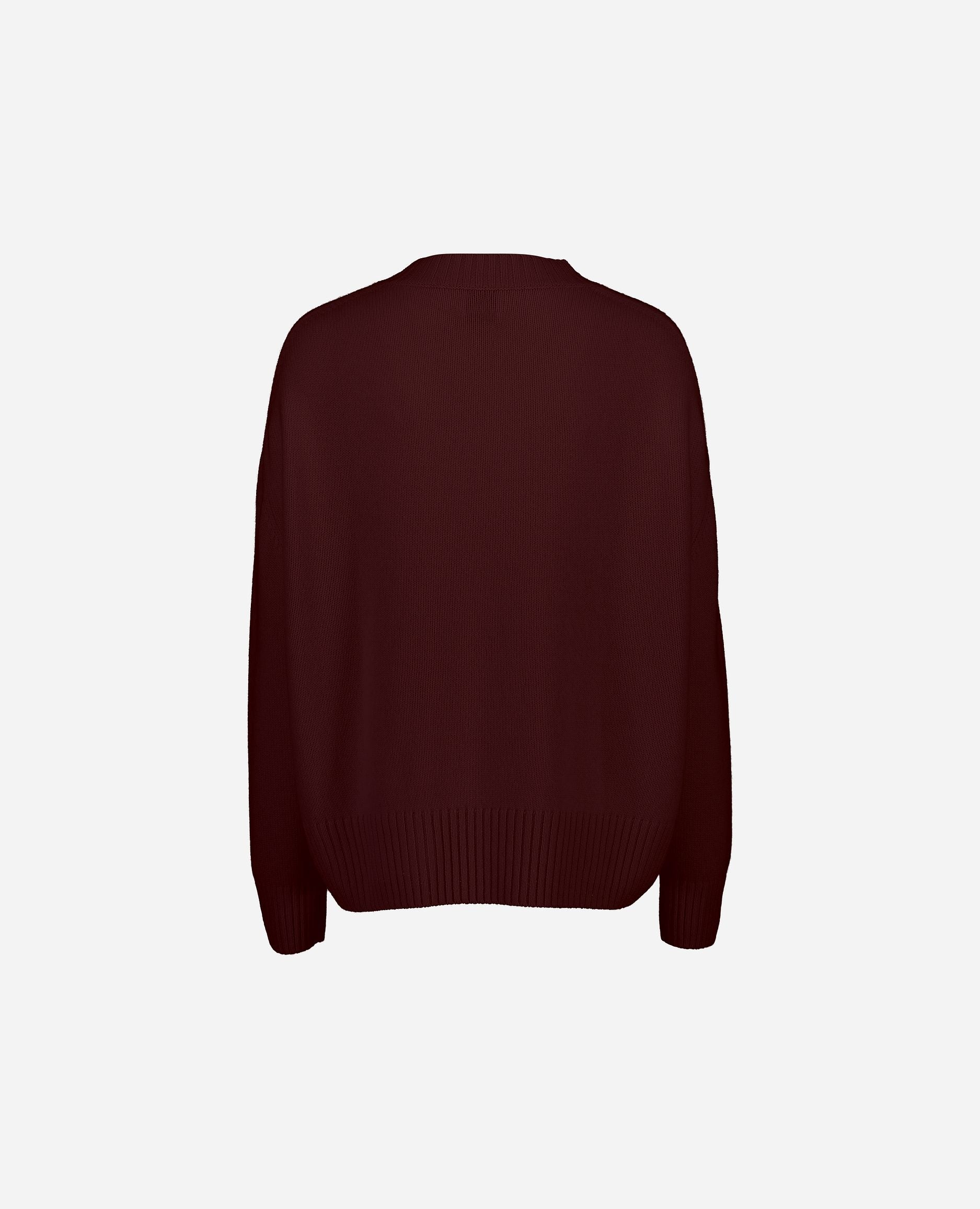 245-11155-69-S_hash_escaped_2 - Allude - 100% Cashmere Cashmere Damen Langarm Lockerer Schnitt mittelschwerer Strick Pullover Rot SAPG::245-11155 V-Ausschnitt Winter 2024/2025