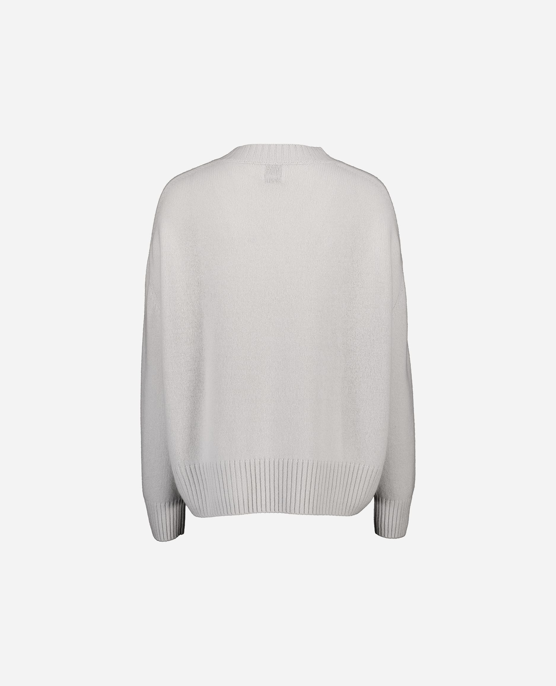 245-11155-80-S_hash_escaped_2 - Allude - 100% Cashmere Cashmere Damen Grau Langarm Lockerer Schnitt mittelschwerer Strick Pullover SAPG::245-11155 V-Ausschnitt Winter 2024/2025