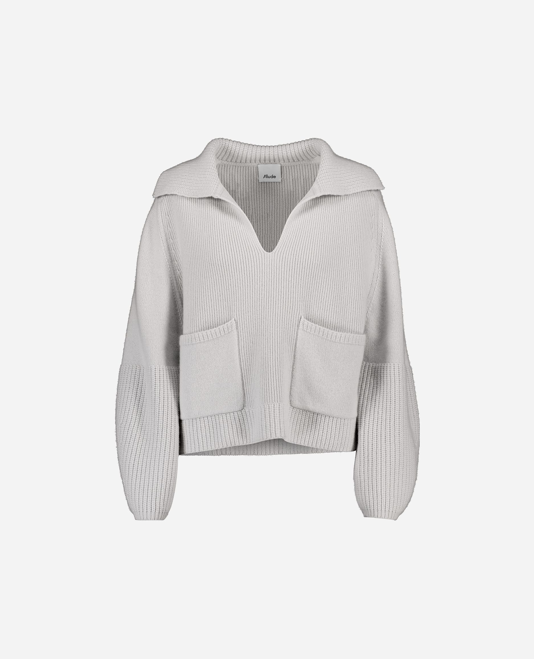 245-11162-80-S_hash_escaped_1 - Allude - 0 100% Cashmere Cashmere Damen Grau Grobstrick Kastiger Schnitt Langarm Pullover SAPG::245-11162 Winter 2024/2025