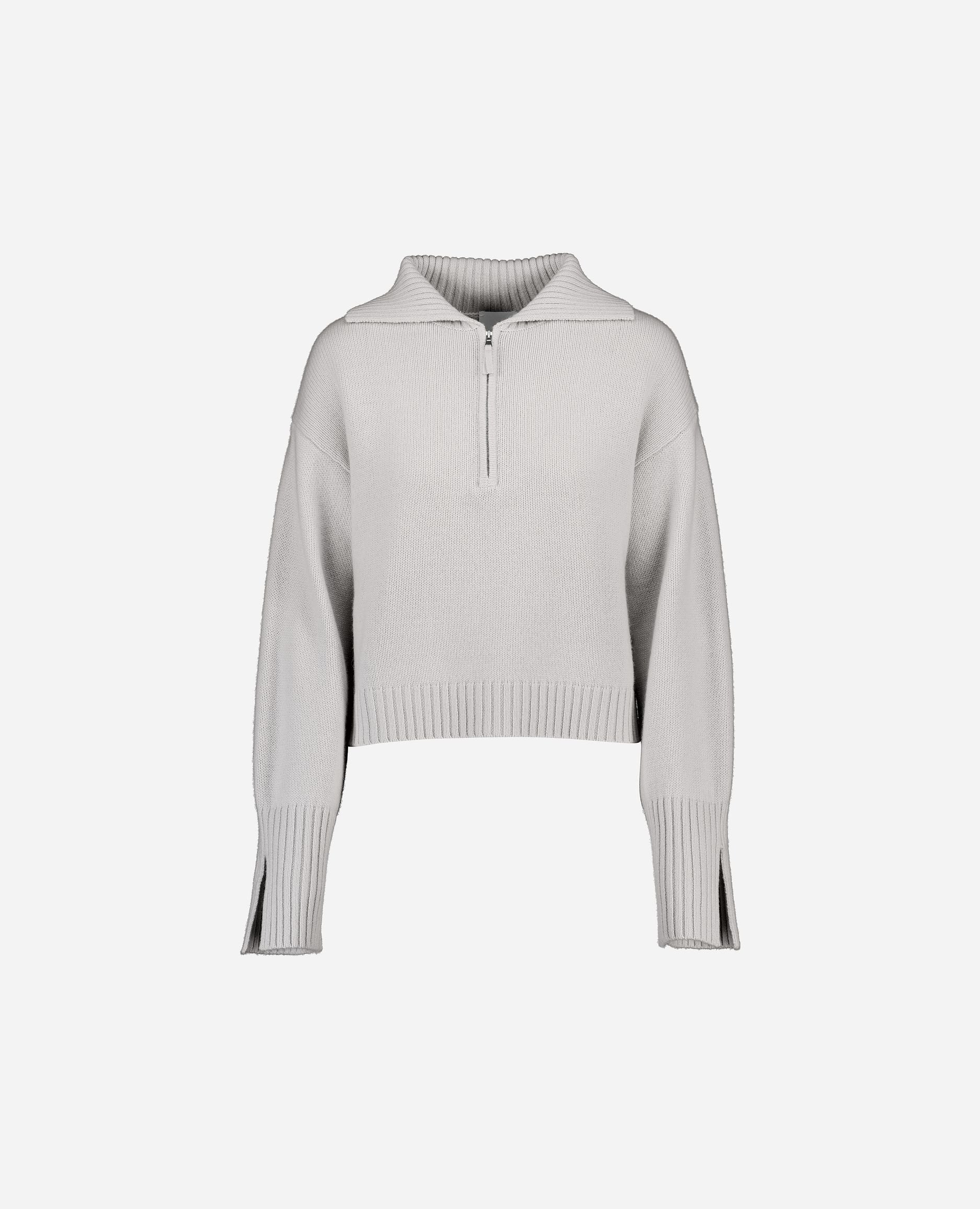 245-11166-80-S_hash_escaped_1 - Allude - 100% Cashmere Cashmere Damen Grau Grobstrick Langarm Lockerer Schnitt Pullover SAPG::245-11166 V-Ausschnitt Winter 2024/2025