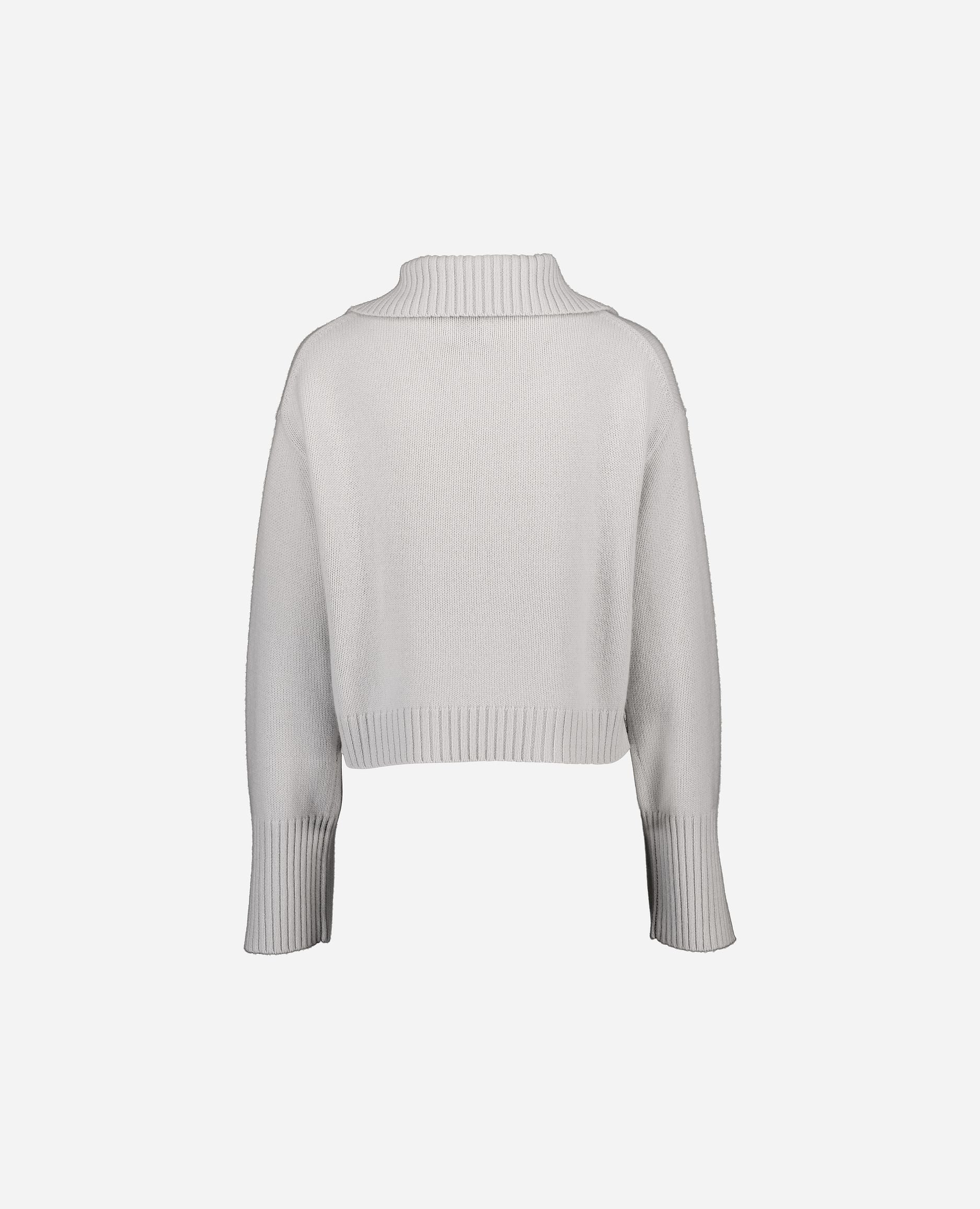 245-11166-80-S_hash_escaped_2 - Allude - 100% Cashmere Cashmere Damen Grau Grobstrick Langarm Lockerer Schnitt Pullover SAPG::245-11166 V-Ausschnitt Winter 2024/2025