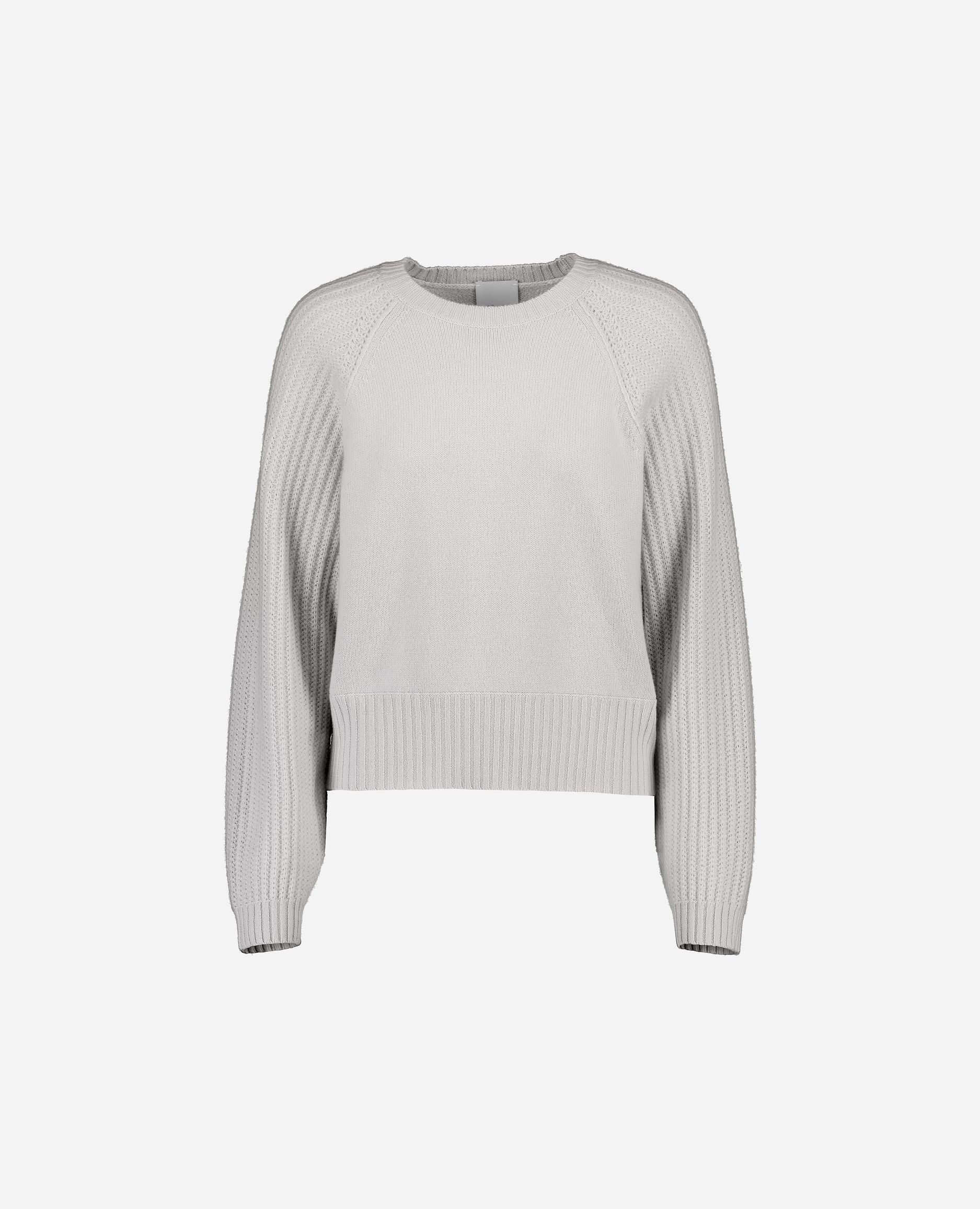 245-11192-80-S_hash_escaped_1 - Allude - 100% Cashmere Cashmere Damen Grau Kastiger Schnitt Langarm mittelschwerer Strick Pullover Rundhalsausschnitt SAPG::245-11192 Winter 2024/2025